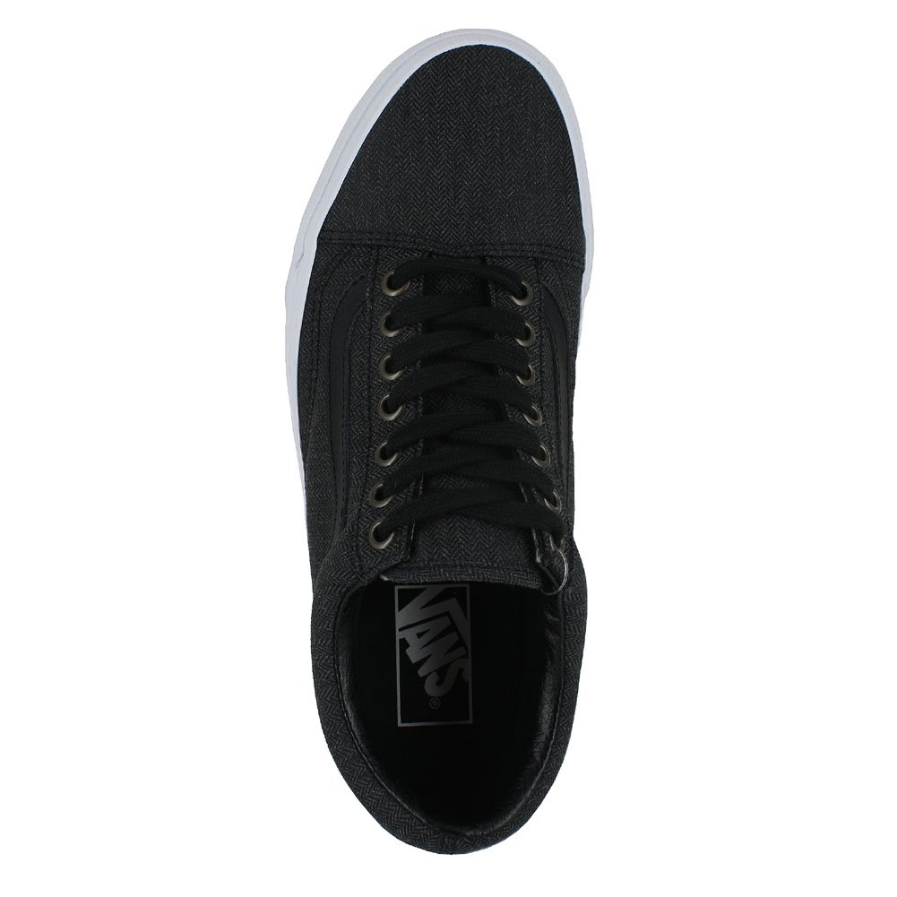 Vans Old Skool Classic Skate Shoes for Men - Herringbone Black/True White - Size 13 | Comfortable Sneakers for Skateboarding, Casual Wear & Street Fashion