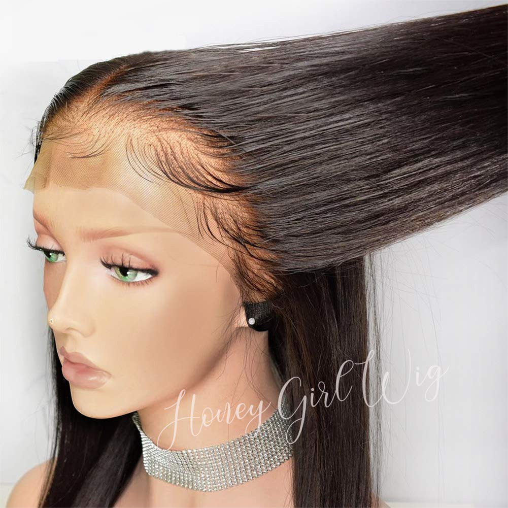 360 Lace Frontal Wig Straight 10A Brazilian Virgin Human Hair - Pre Plucked Glueless Full Lace Wig with Baby Hair for Black Women - Small Cap 16
