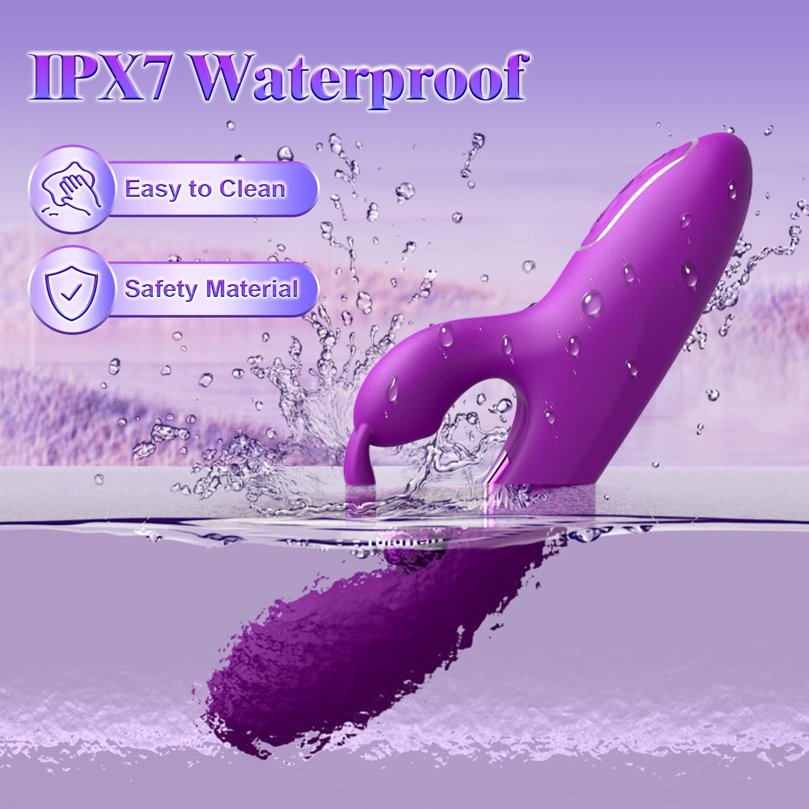 Rabbit Vibrator Clitoral Stimulator - 9 Powerful Vibration Modes, Waterproof Silicone G-Spot Dildo for Women, Purple Adult Sex Toy for Couples Play & Solo Pleasure | Perfect for Bedroom Fun, Sensual Massage & Naughty Games