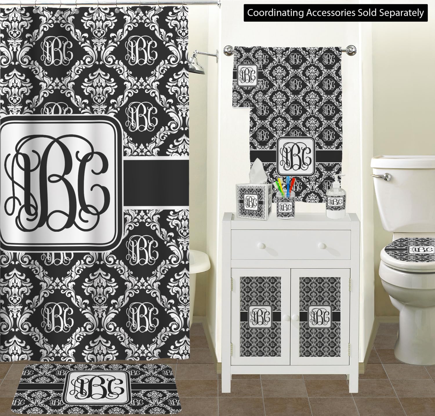 Personalized Monogrammed Damask Tissue Box Cover - Elegant Home Decor for Living Room, Bedroom & Bathroom - Customizable Tissue Holder for Stylish Home Organization