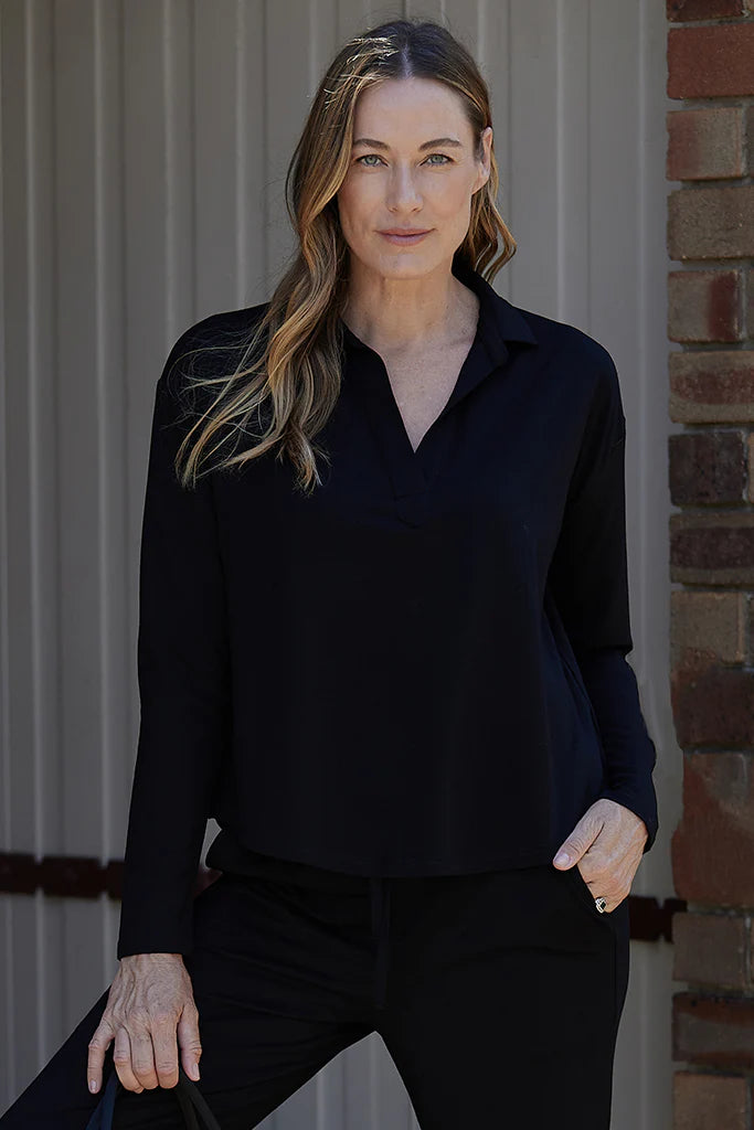 Stevie Top in Black - Stylish Women's Casual Blouse for Everyday Wear & Office Outfits