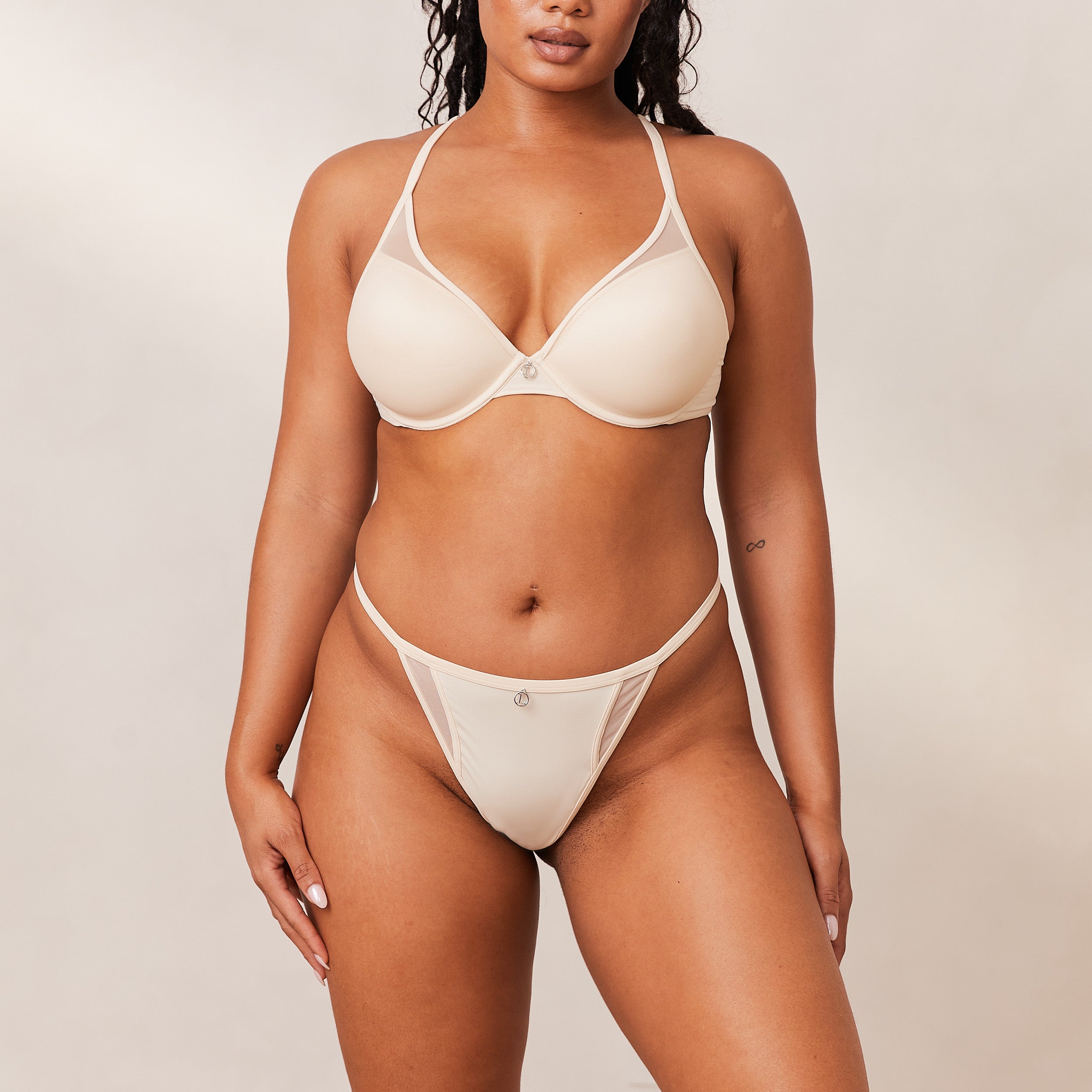 Classic Plunge T-Shirt Bra in Latte - Comfortable & Supportive Underwire Bra for Everyday Wear, Workouts, and Layering