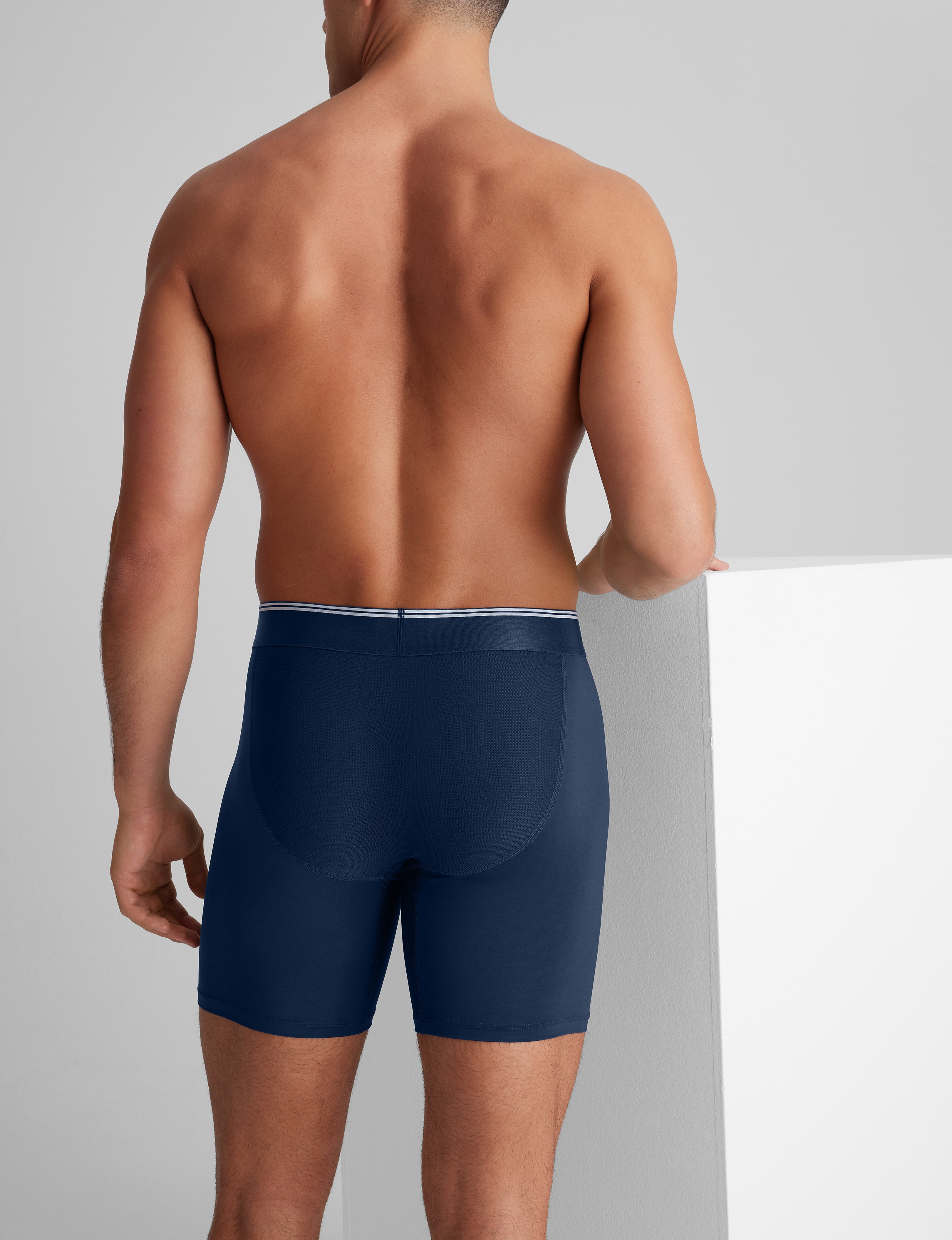 360 Sport Mid Length Boxer Briefs for Men - 6 Pack Moisture Wicking Underwear - Comfortable Workout & Daily Wear Boxer Shorts for Running, Gym, Travel & Casual Use