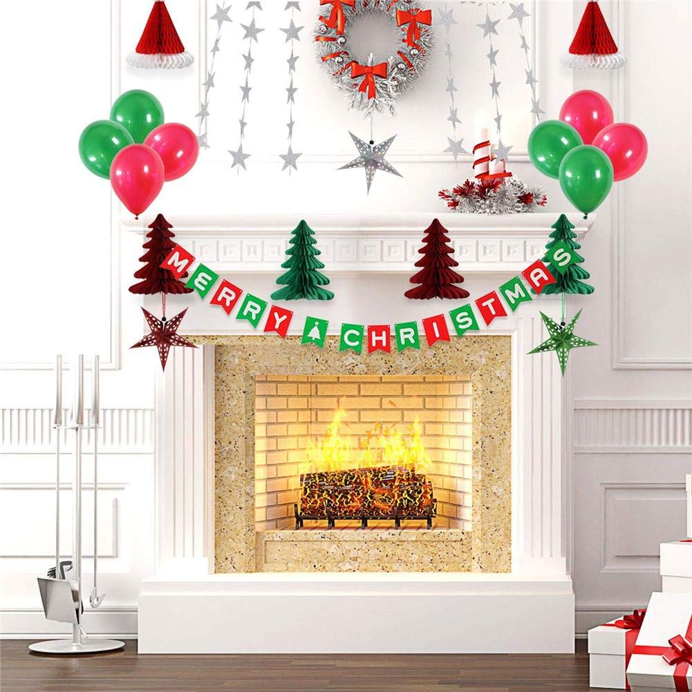 Festive Christmas Ornament Paper Flag Set - Holiday Tree Pendant Decorations for Table, Wall & Ceiling - Perfect for Home, Office & Party Decor
