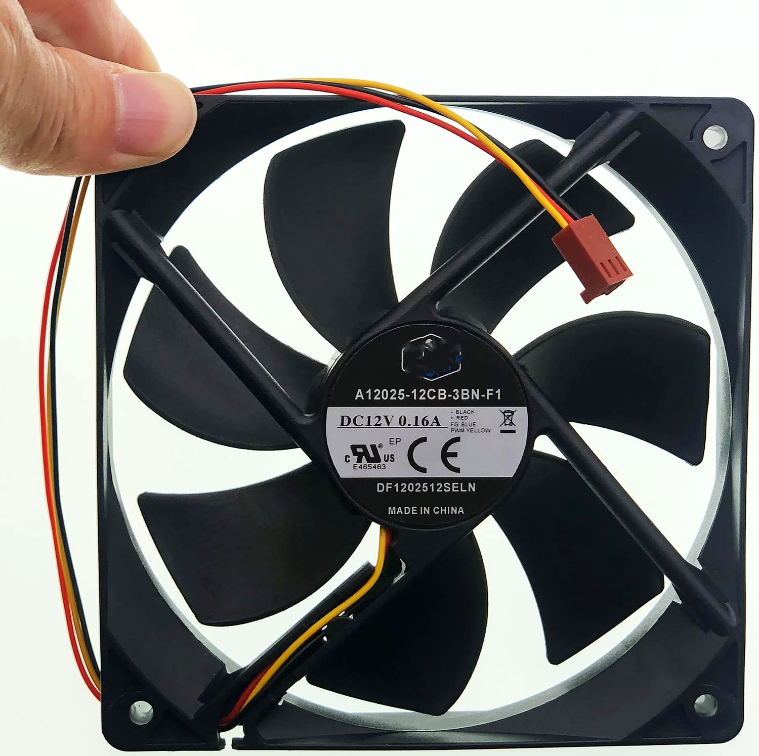A12025-12CB-3BN-F1 12025 120mm Computer Case Cooling Fan - 12V 0.16A, 3-Pin 3-Wire Silent Chassis Fan for PC, Gaming Rig & Server Cooling - Ideal for Enhanced Airflow in Desktop Computers & Workstations
