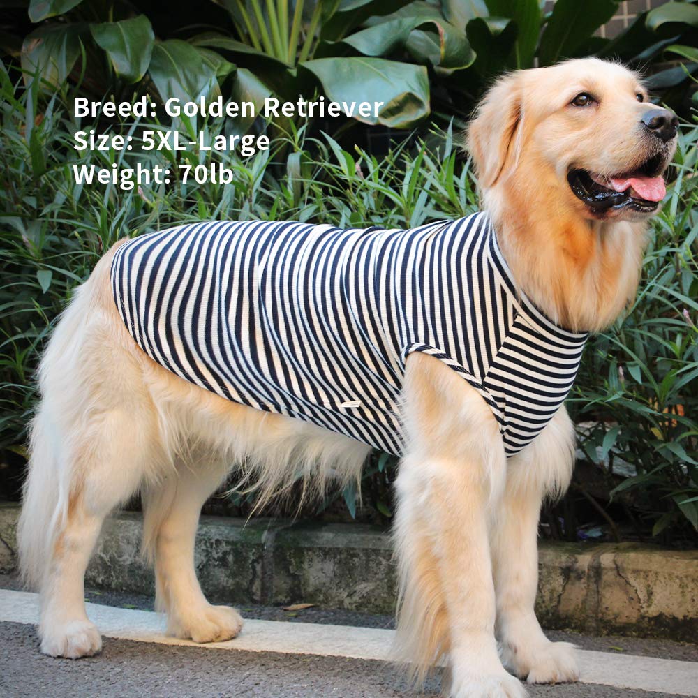 ISPET Classic Striped Dog Tank Top - Soft Breathable Cotton Dog T-Shirt for Small Medium Large Dogs - Blue Summer Cooling Vest for Outdoor Walks & Beach Trips