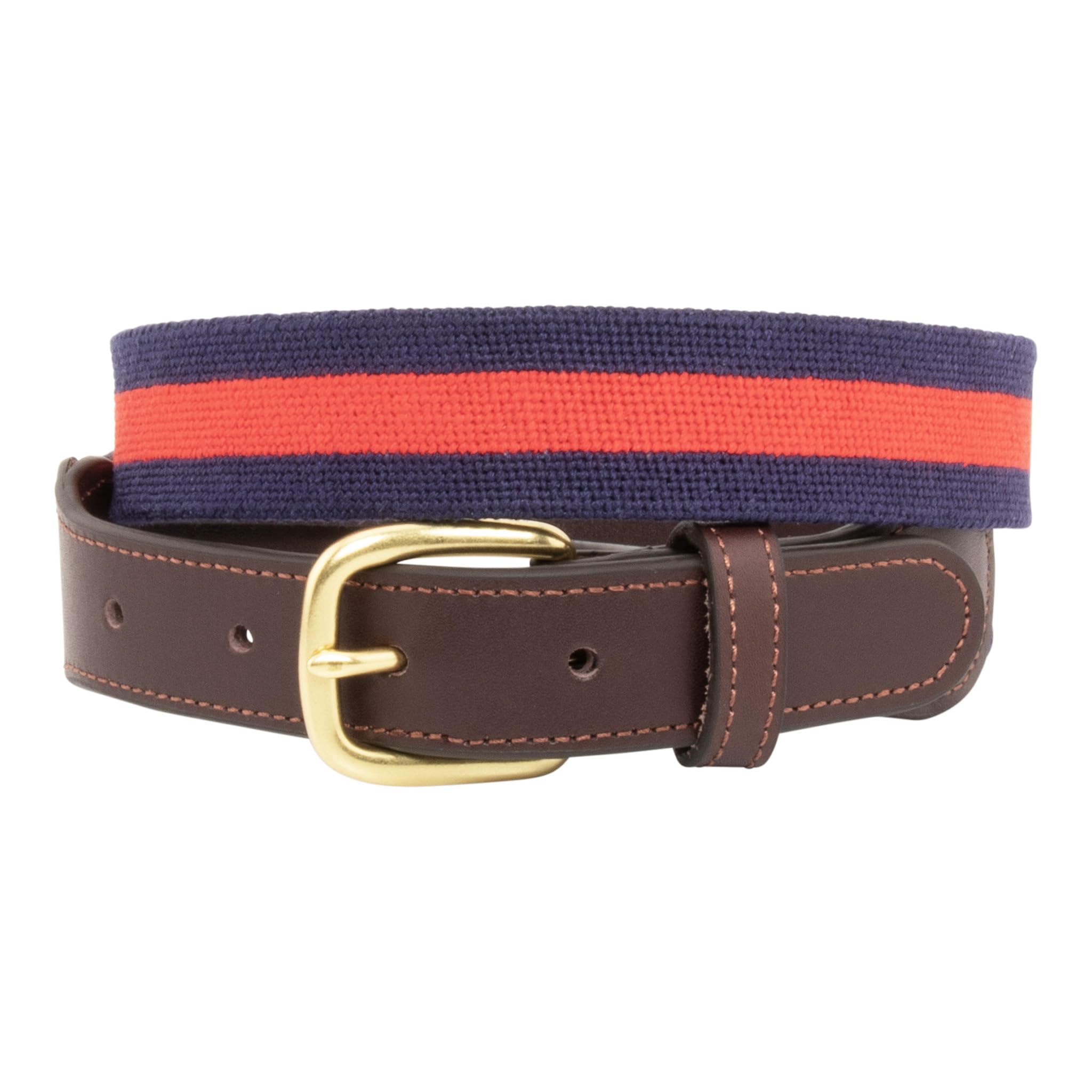 Premium Full Grain Leather Needlepoint Belts for Men - Handcrafted with Cotton Thread & Solid Brass Buckle - Perfect for Casual, Business & Formal Wear
