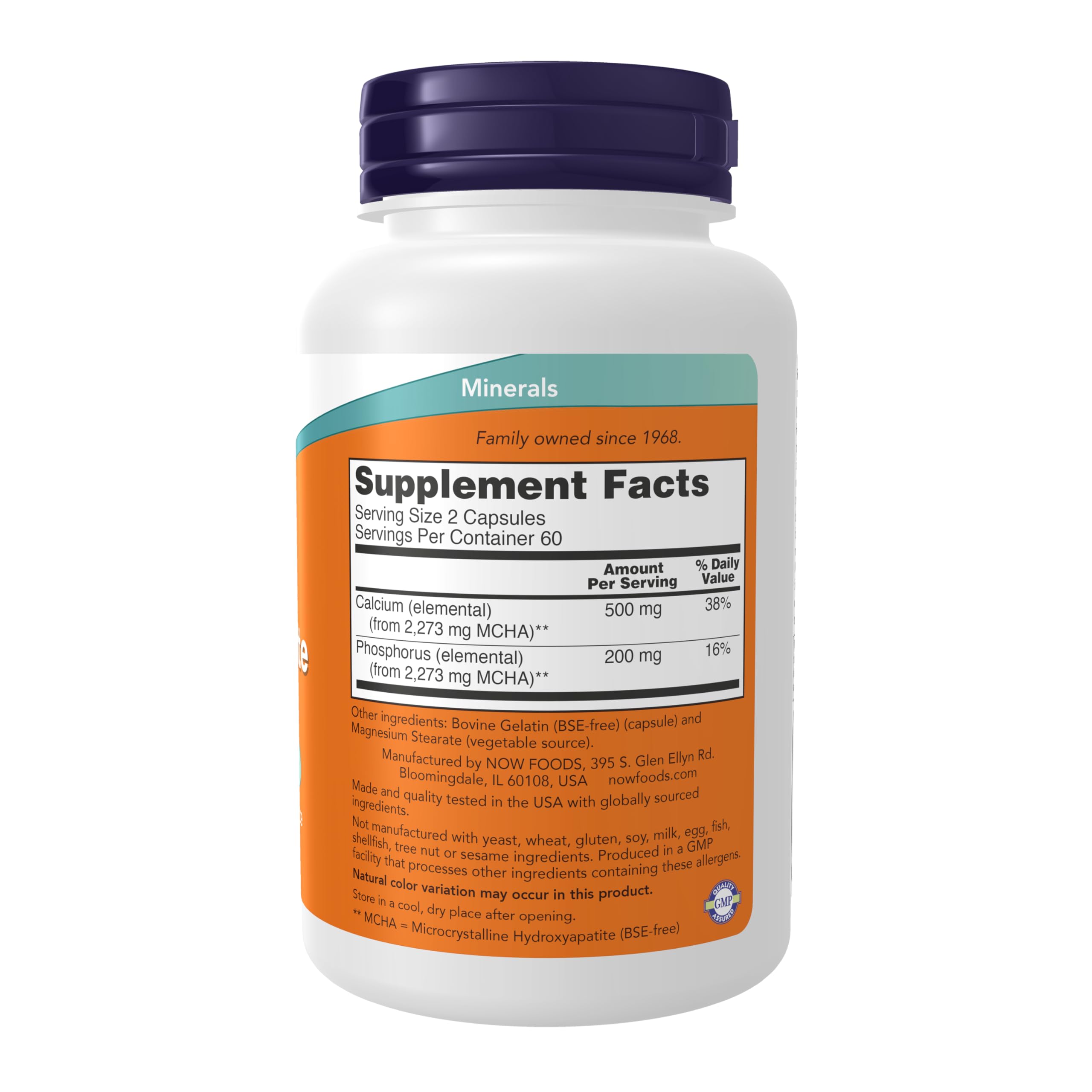 NOW Foods Calcium Hydroxyapatite Capsules 120ct - Bone Health Supplement for Strong Bones & Joint Support - Ideal for Adults, Seniors & Postmenopausal Women