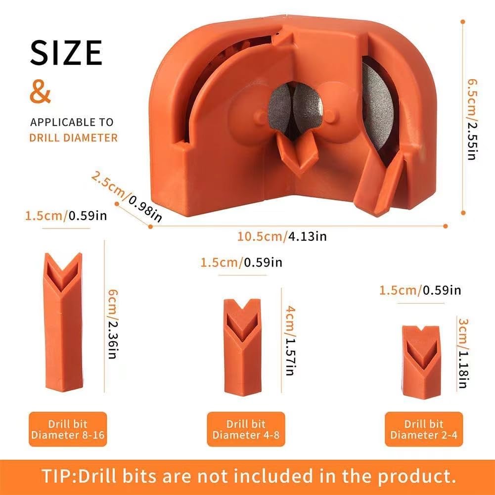 Electric Drill Bit Sharpener - High Hardness Multipurpose Grinding Tool for All Drill Bits & Knives (1PC, Orange) | Portable Sharpening Machine for DIY, Woodworking & Metalworking Projects