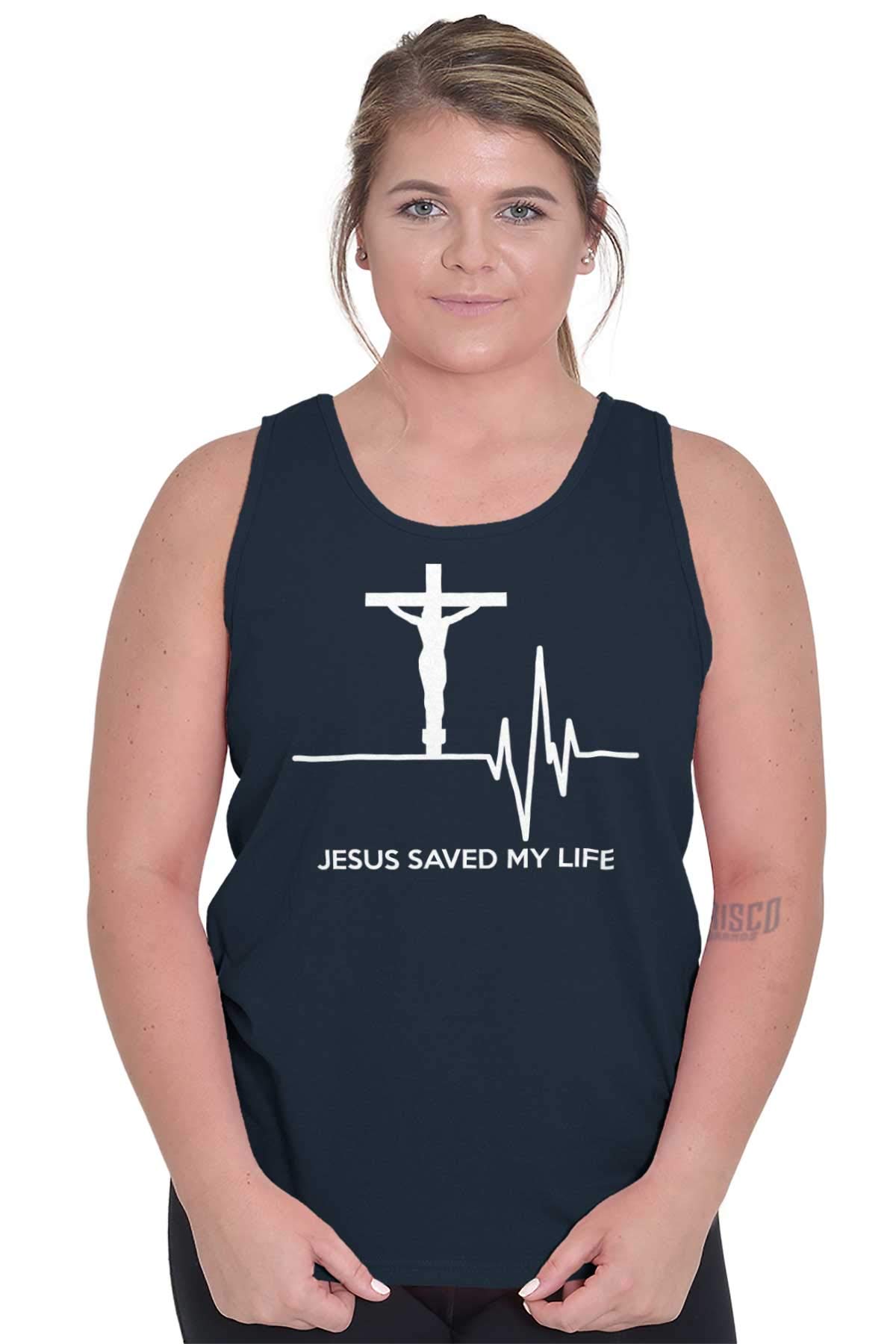 Christian Strong Jesus Saved My Life Crucifix Graphic Tank Top for Men & Women - Faith-Inspired Casual Wear for Church, Bible Study & Everyday Inspiration