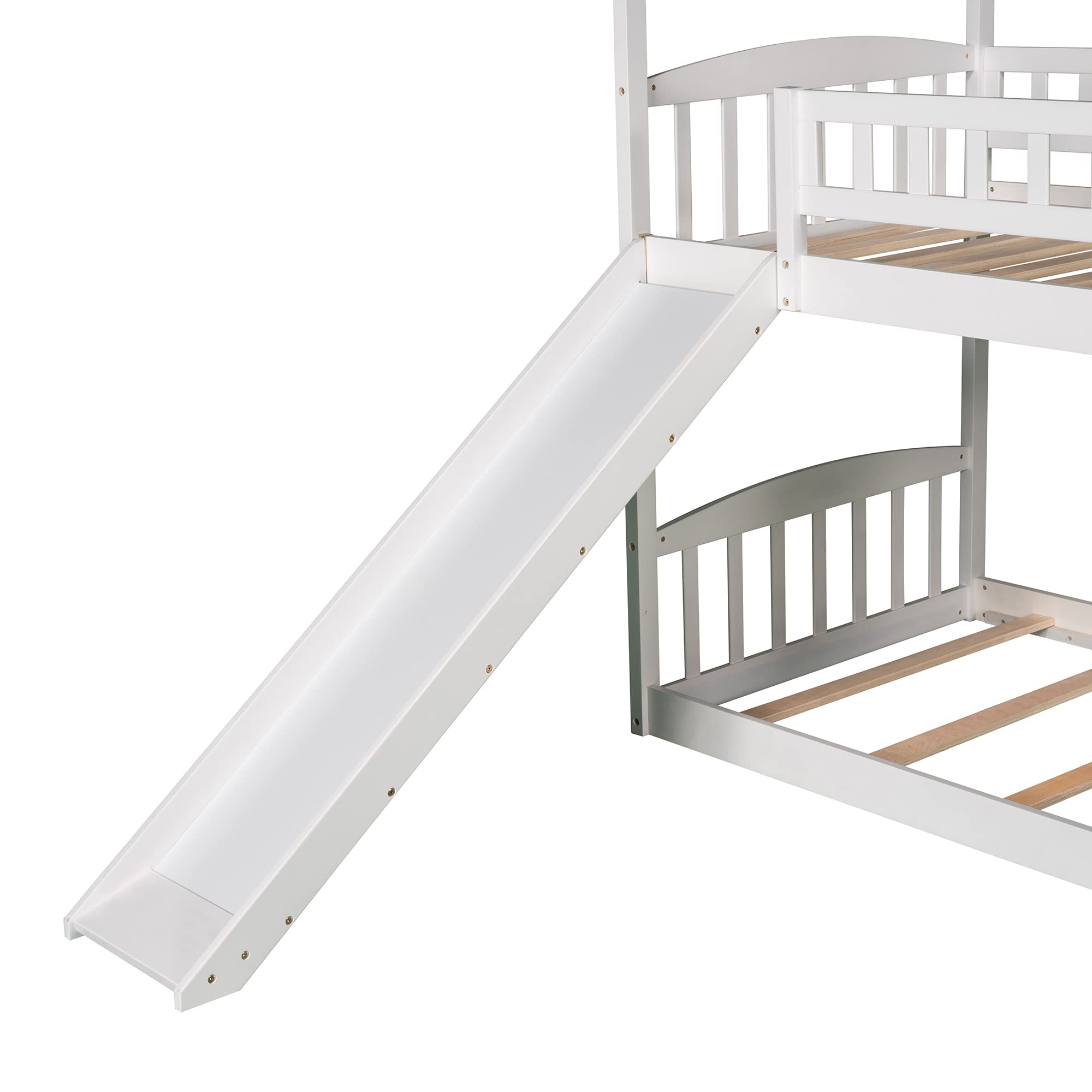 Bellemave Twin Over Twin Bunk Bed with Slide - Kids Playhouse Bunk Bed for Boys & Girls - Fun & Safe Toddler Bedroom Furniture (White) - Perfect for Small Spaces, Shared Rooms & Play Areas