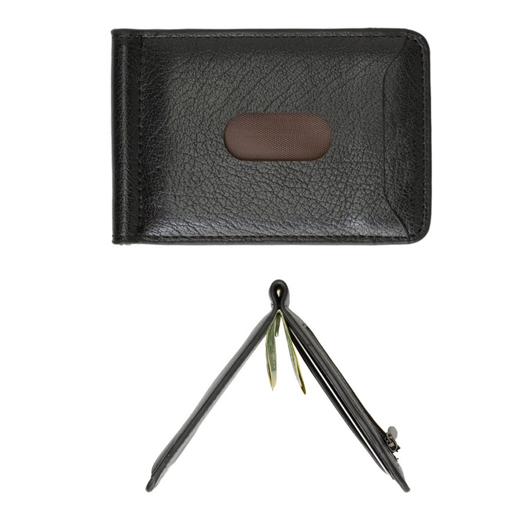 Genuine Leather Money Clip Slim Wallet for Men - Magnetic Black ID & Credit Card Holder | Perfect for Everyday Carry, Travel & Business Use