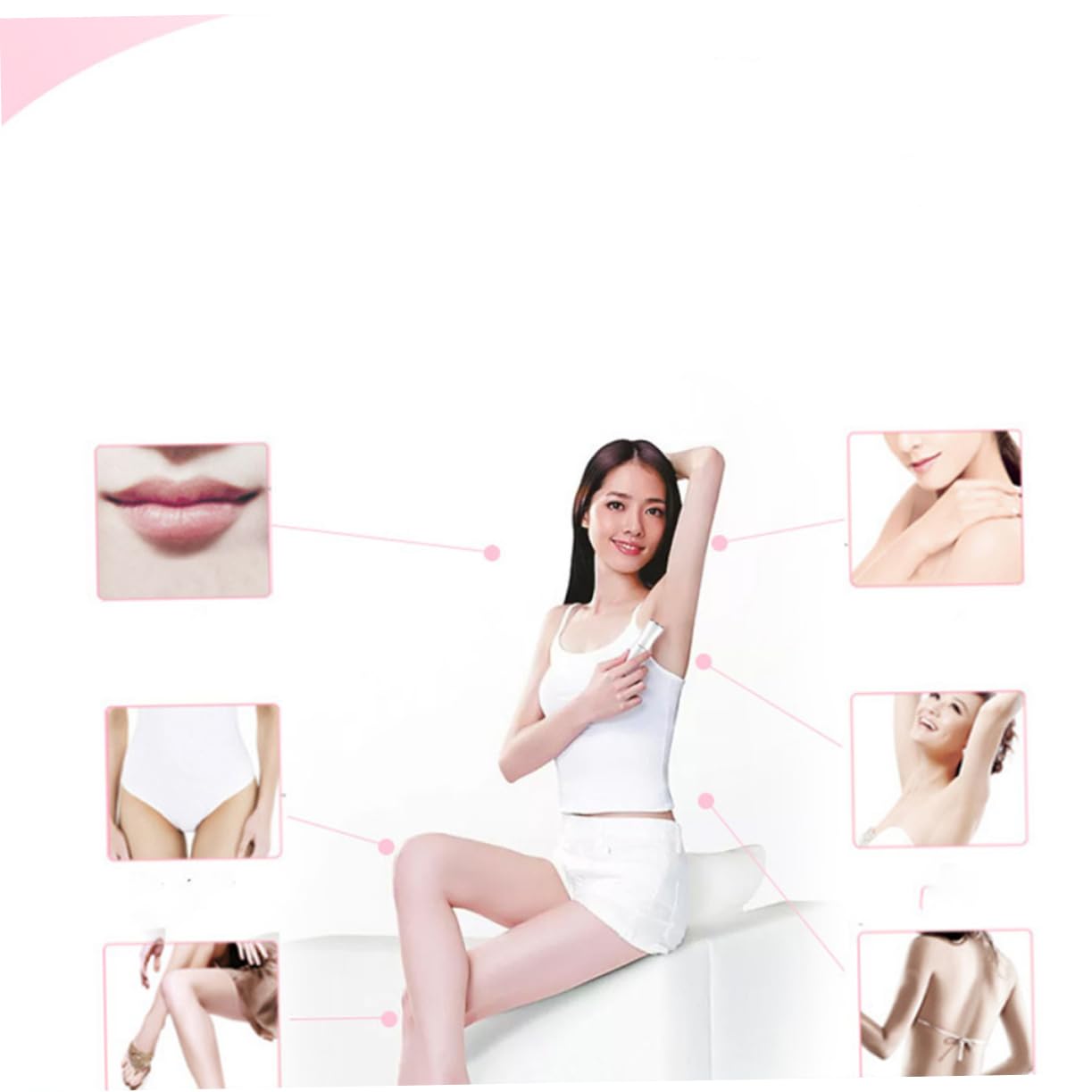 Pearl White USB Rechargeable 4-in-1 Electric Razor for Women - Painless Hair Removal, Smooth Skin, Underarm & Body Shaver - Perfect for Travel, Gym & Daily Beauty Routine