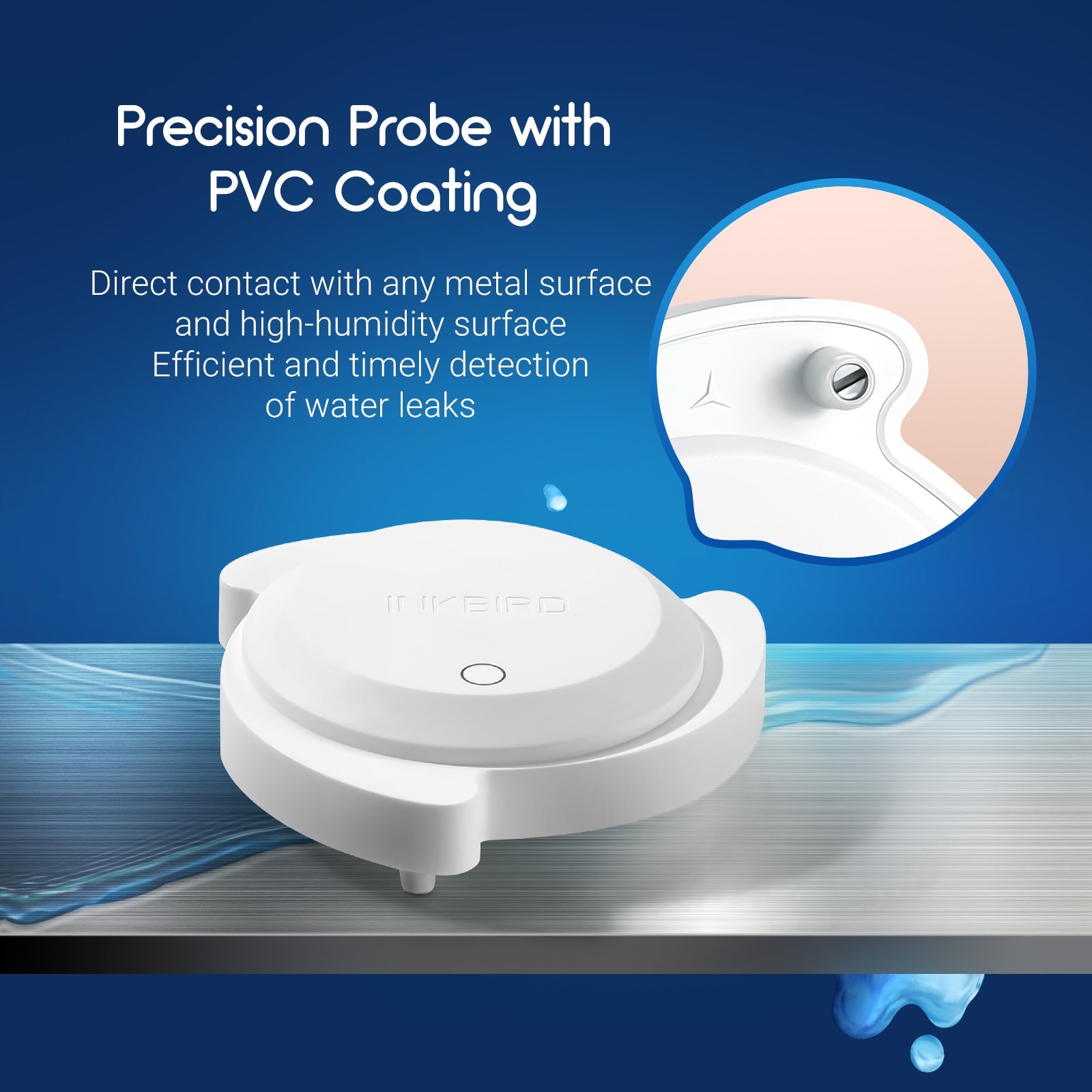 Smart Water Leak Detector IRS WD1 - Wireless Alarm System for Home & Office - Early Warning for Pipe Bursts, Floods & Appliance Leaks (Bathroom, Kitchen, Basement)