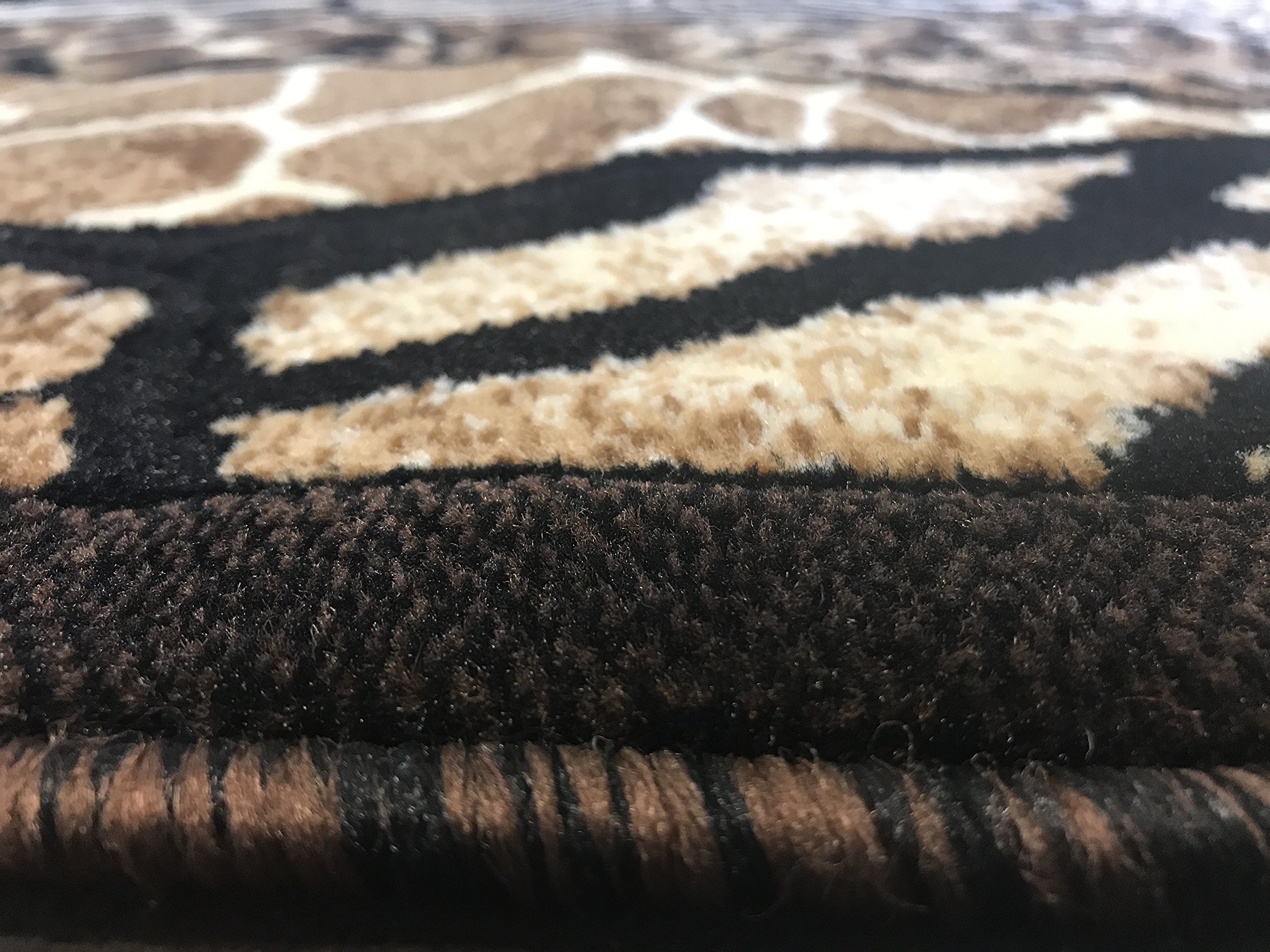 Premium Animal Print Area Rug - Tiger, Giraffe & Leopard Skin Design - Black 7'9