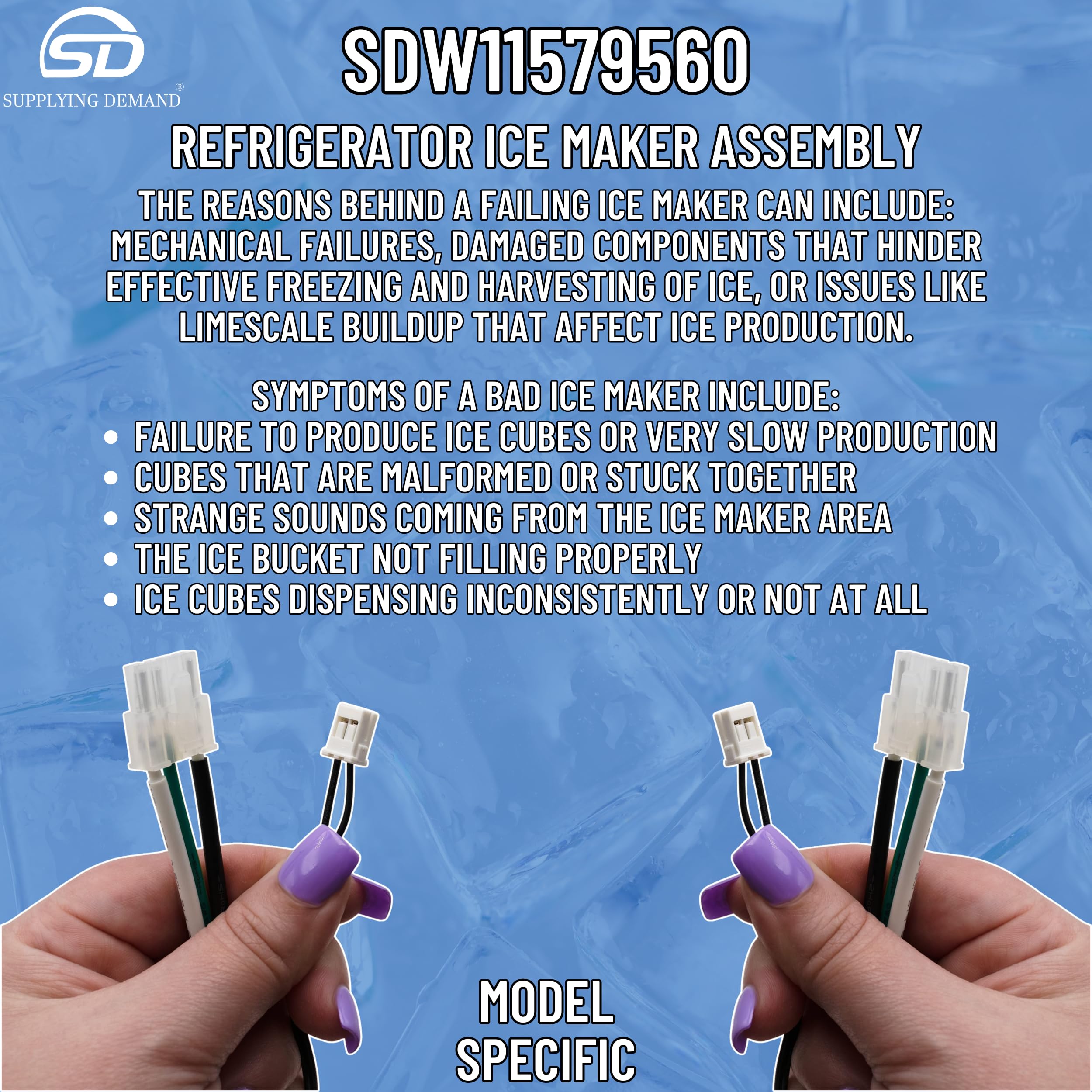 Original Refrigerator Ice Maker Assembly Replacement - Model W11579560 & W11658802 - Compatible with Select Refrigerators - Perfect for Kitchen Appliance Repair & DIY Installation