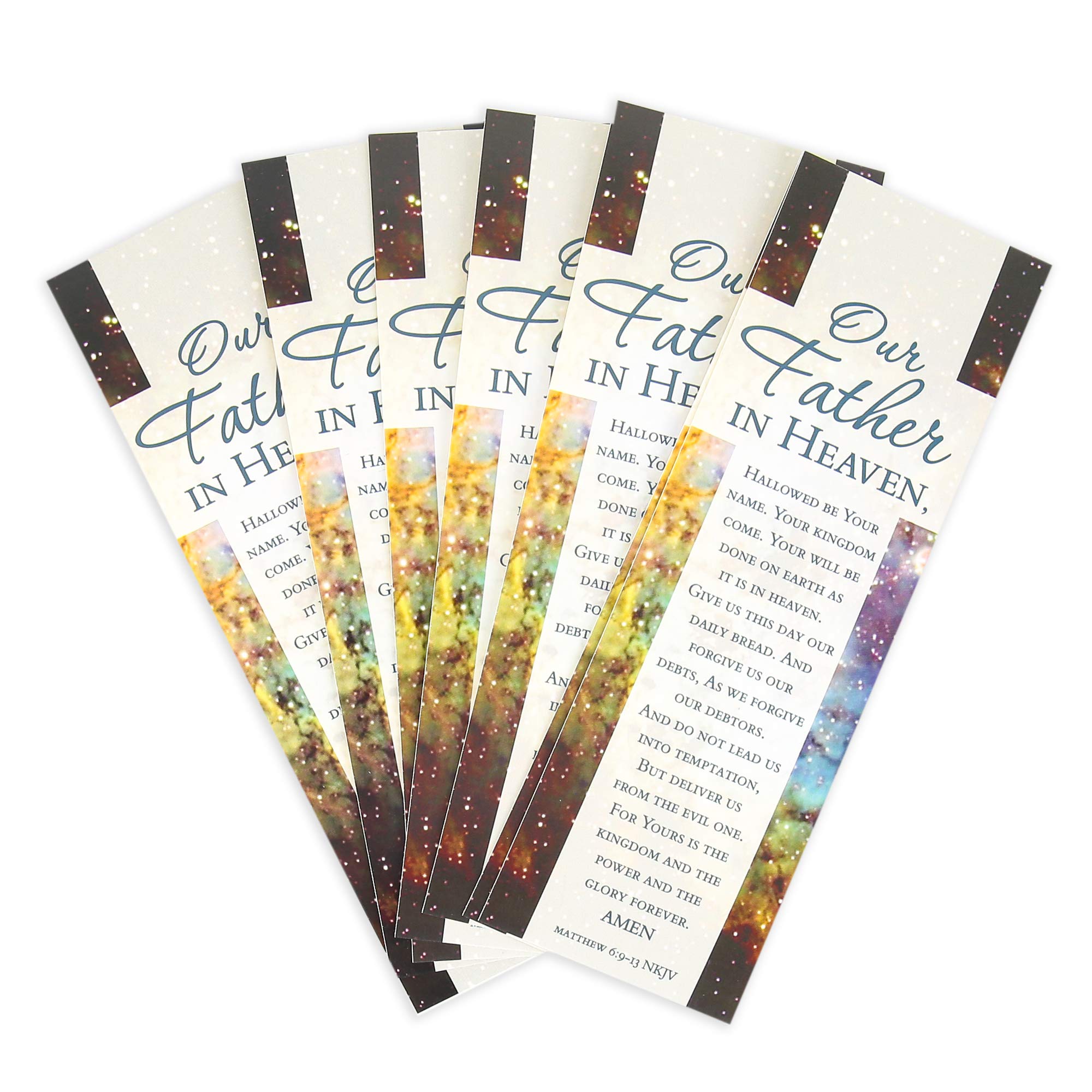 Lord's Prayer Bookmarks - 2 x 6 Inch Bulk Pack of 25 Religious Bookmarkers - Perfect for Bible Study, Church Events & Christian Gifts
