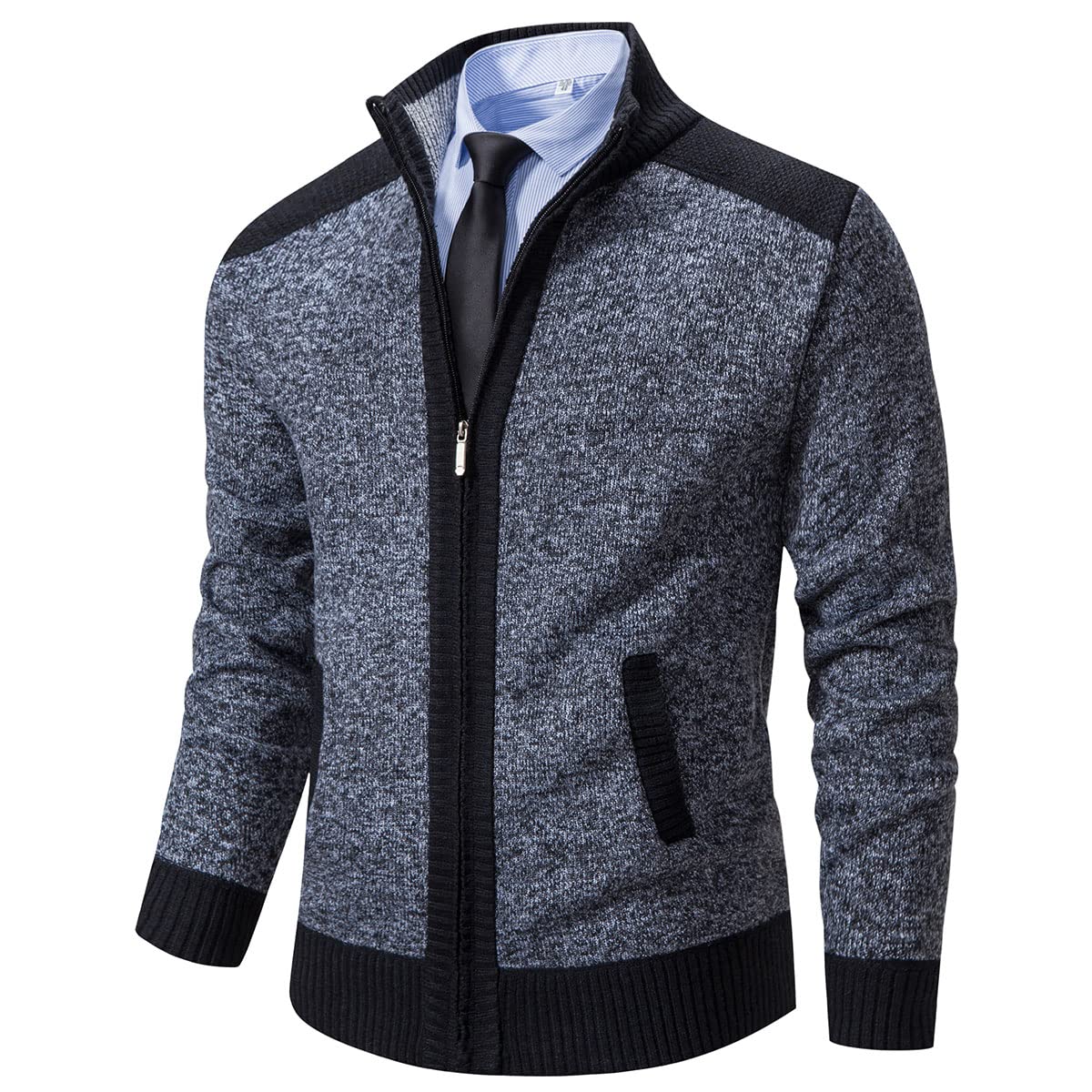 MSMSSE Men's Full Zip Cardigan Sweater - Soft Knitted Pullover for Casual Wear, Office & Outdoor Activities