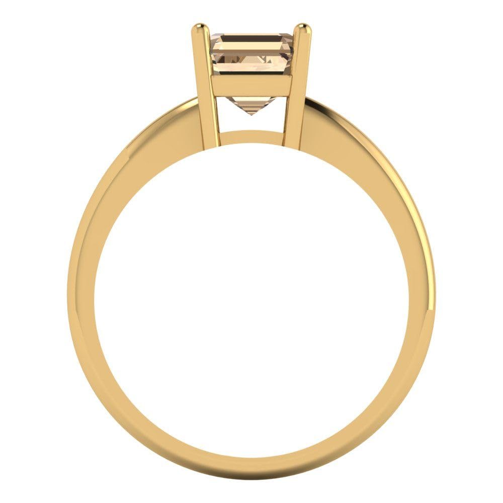 1.0 ct Asscher Cut Yellow Moissanite Engagement Ring - 14k Yellow Gold Solitaire Bridal Wedding Ring for Women | Anniversary Gift, Proposal Jewelry, Special Occasion Present