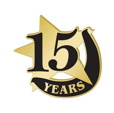 15 Year Recognition Gold Star Lapel Pins - Crown Awards for Work Anniversary & Milestones