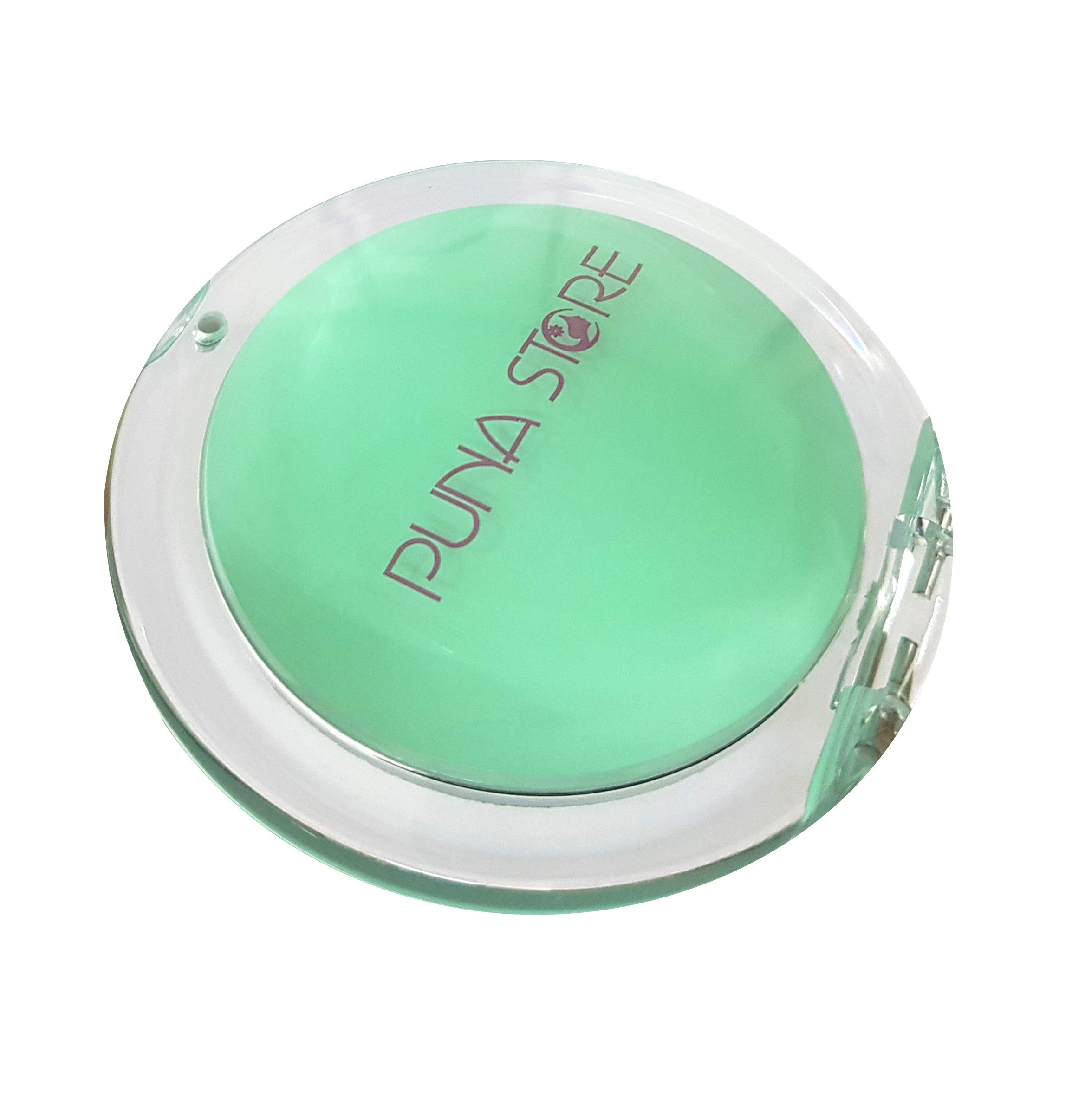 2X Magnifying Two-Sided Pocket Cosmetic Mirror - Round ABS Makeup Mirror with Storage Pockets (Seafoam Green) - Perfect for Travel, Vanity & On-the-Go Touchups