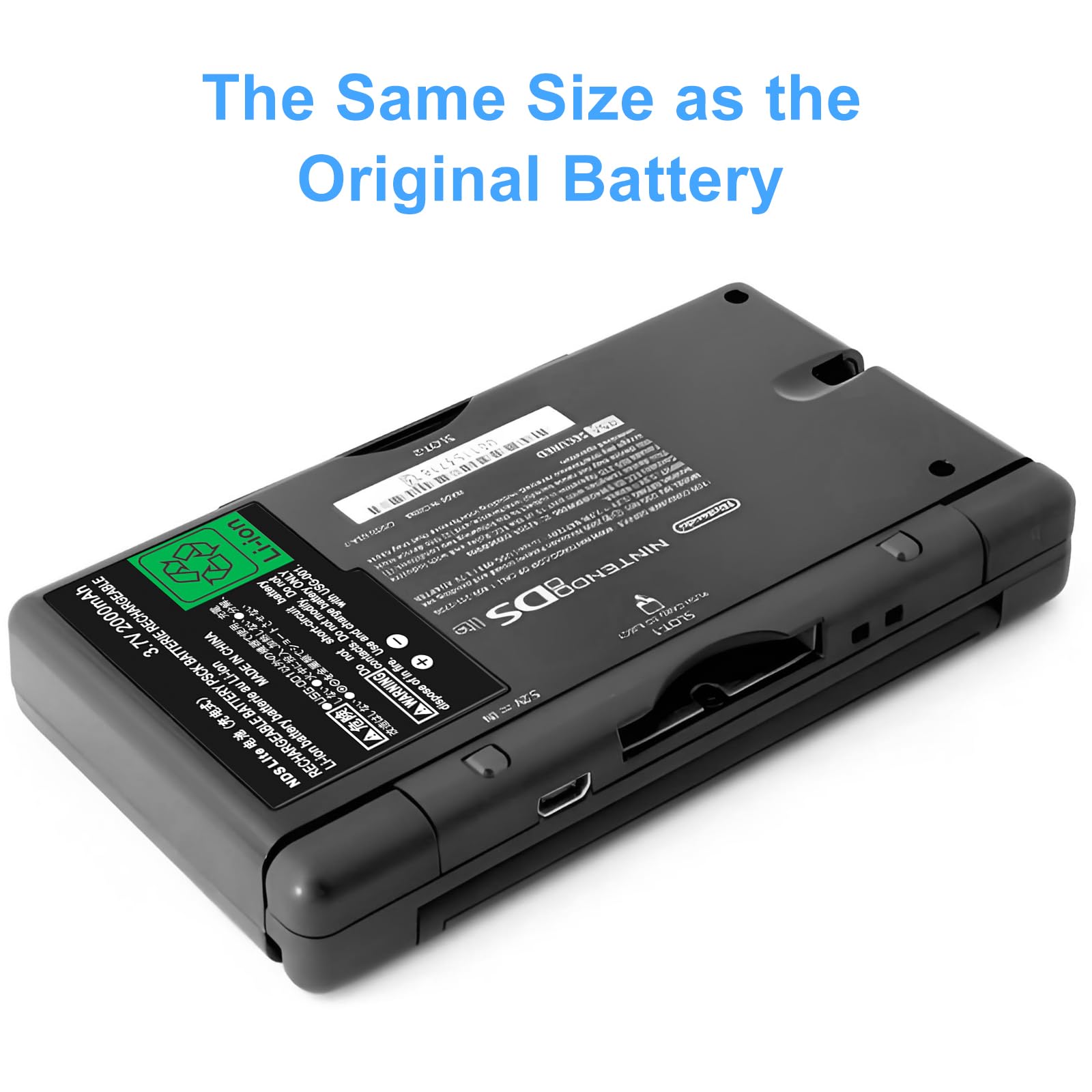 2000mAh Replacement Battery for Nintendo DS Lite (NDSL) - 3.7V Lithium-ion USG-003 Battery Pack - Compatible with Nintendo DS Lite Only (Not for DSi/DSi XL) - Perfect for Gaming On-The-Go & Extended Play Sessions
