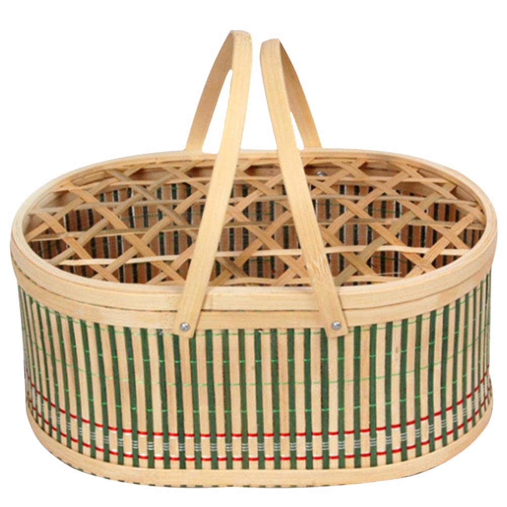 TEHAUX Handmade Knitted Easter Egg Basket - Natural Bamboo Decorative Basket for Easter Decor, Bird Nest Supplies | Perfect for Easter Decorations, Spring Home Decor, and Bird Nesting Materials
