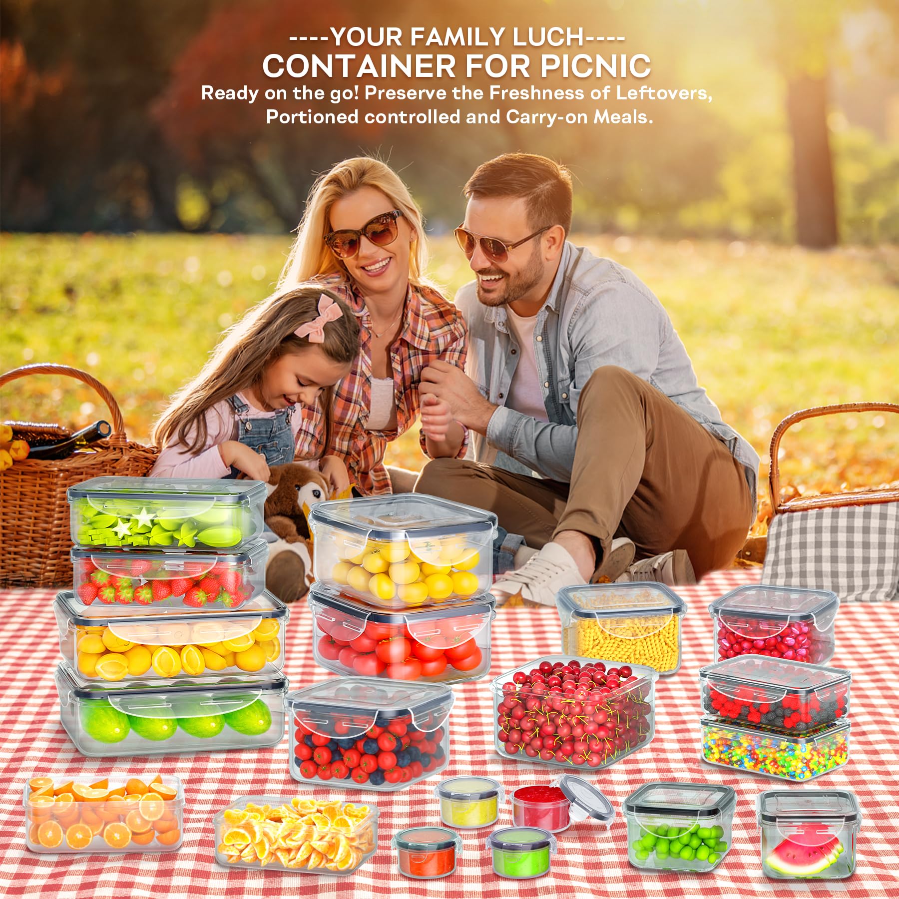 40-Piece Airtight Food Storage Containers Set with Lids (20 Containers + 20 Lids) - BPA-Free Plastic Meal Prep Containers, Stackable & 100% Leakproof for Microwave, Fridge & Pantry Organization - Perfect for Meal Prep, Leftovers & Lunch Storage