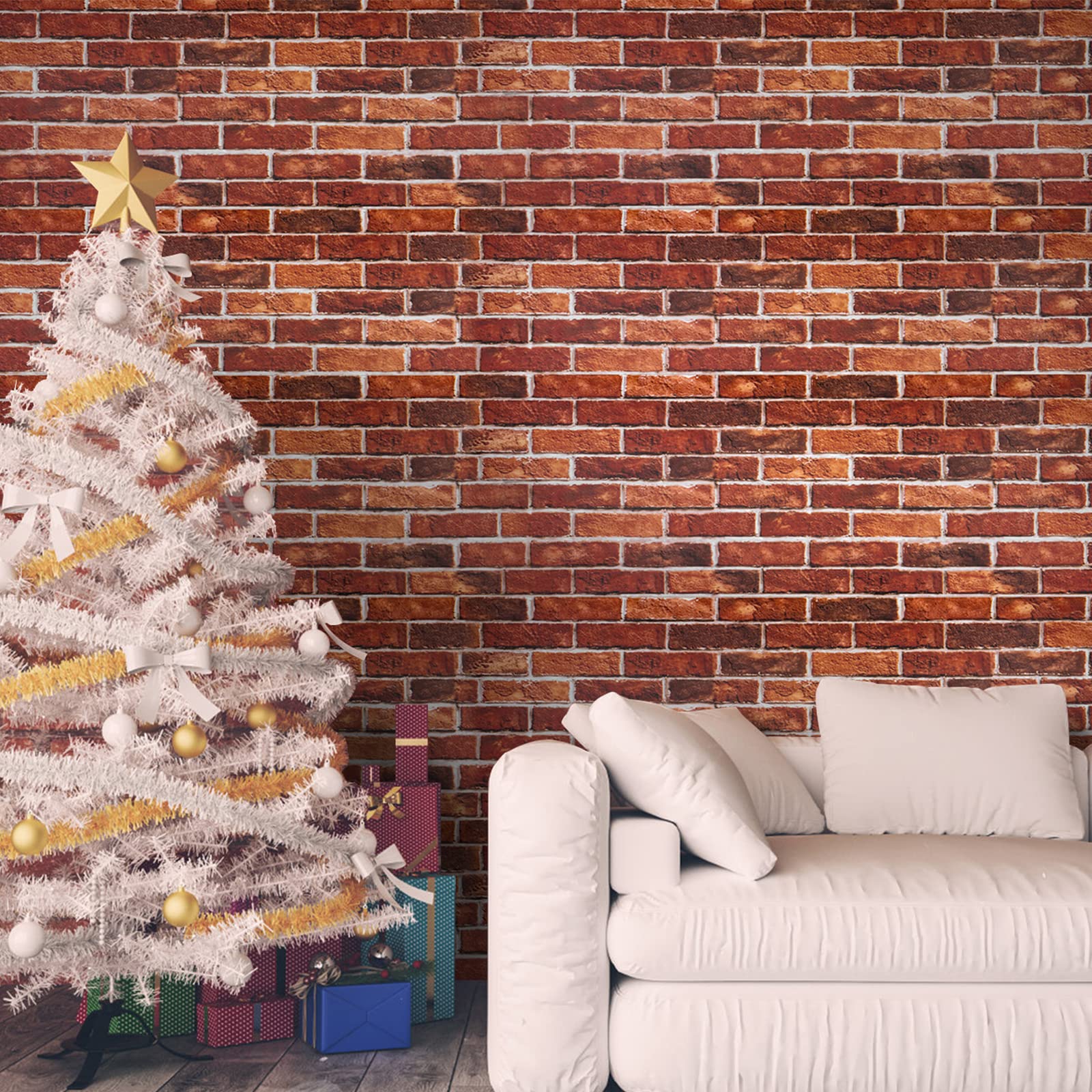 Red Faux Brick Peel and Stick Wallpaper - 3D Self-Adhesive Contact Paper (17.71