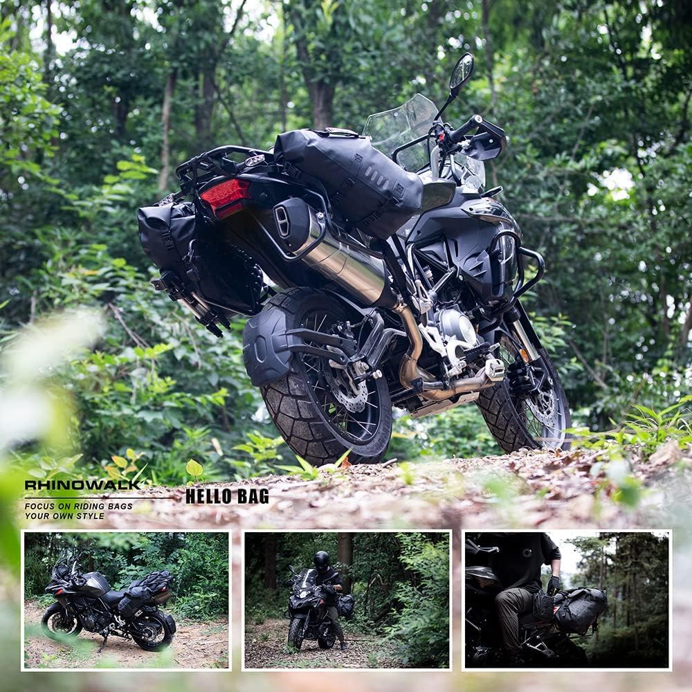**Rhinowalk Waterproof Motorcycle Saddle Bags 48L (24L x 2) - Durable Shoulder Bag for Adventure & Sport Bikes - Fits Most Motorcycle Racks - Perfect for Long Rides, Commuting & Travel**