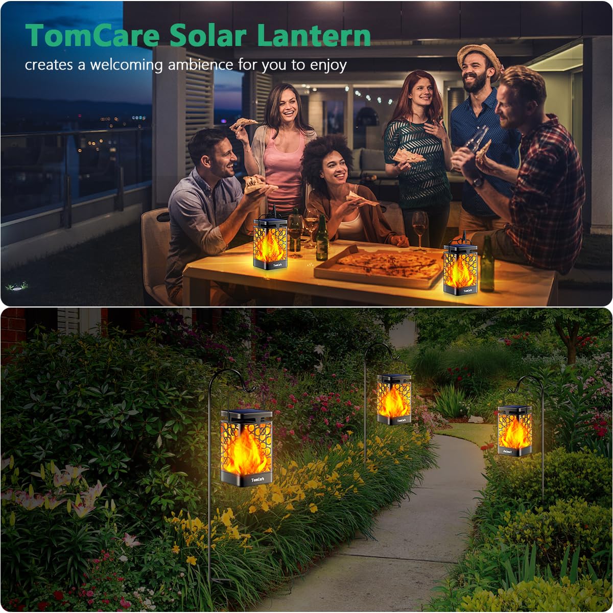 TomCare Solar Torch Lights Outdoor - Waterproof Flickering Flame Solar Lights for Garden, Patio, Yard & Pathway - Decorative Solar Lighting for Landscape, Backyard, Deck & Poolside