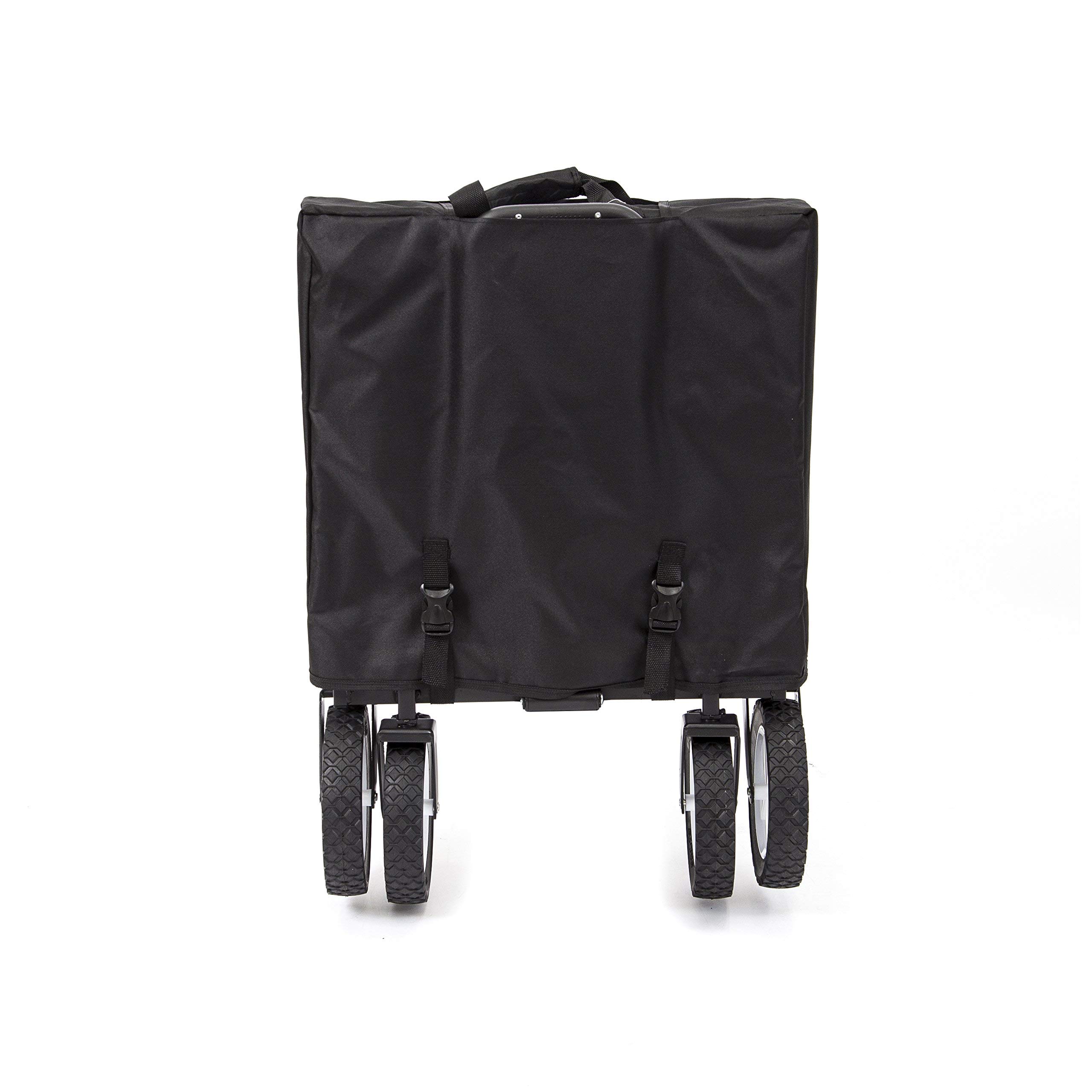 MacSports Collapsible Folding Outdoor Utility Wagon Cart with 150lb Capacity - Perfect for Beach, Camping, Picnics & Grocery Shopping (Black)