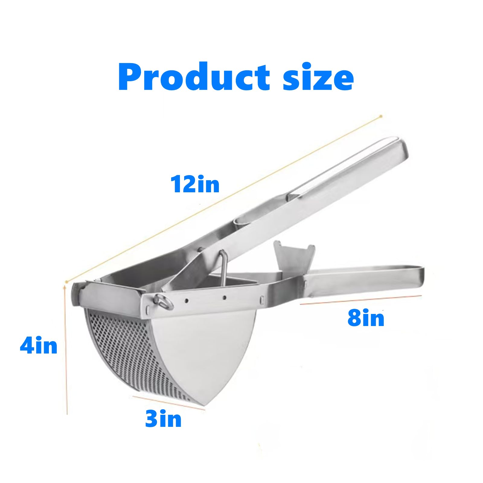 Heavy Duty Stainless Steel Potato Masher - 12 Inch Kitchen Tool for Mashing Potatoes, Vegetables & Fruits | Perfect for Mashed Potatoes, Baby Food & Baking Prep