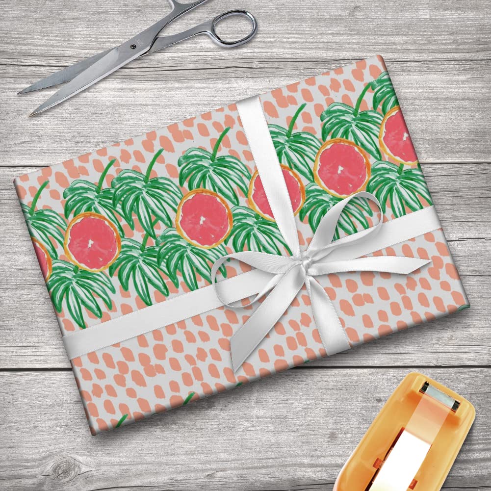 GRAPHICS & MORE Grapefruit and Leaves Gift Wrap Wrapping Paper Rolls - Perfect for Birthday, Wedding, Christmas & Party Gift Wrapping