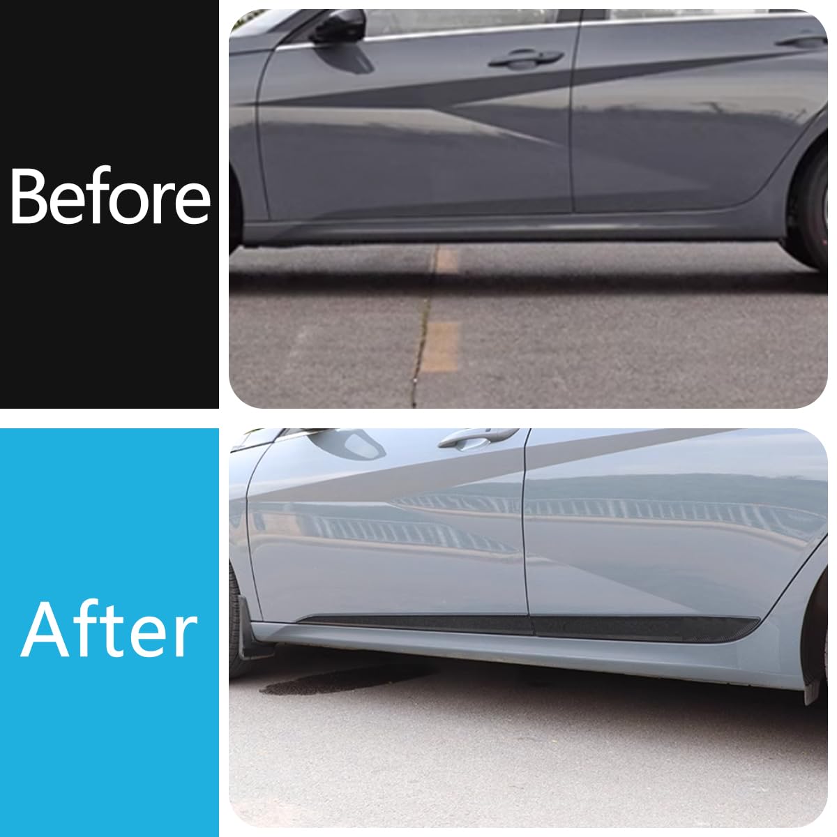 2021-2024 Hyundai Elantra Carbon Fiber Door Molding Cover Trim Kit (4PCS ABS) - Perfect for Car Protection & Style Upgrade | Ideal for Daily Commuting, Road Trips & Car Shows