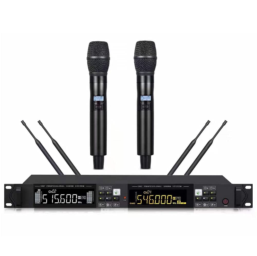 Professional UHF Dual Wireless Microphone System with 2 Handheld Mics - Ideal for Stage Performances, Live Events, Karaoke & Public Speaking