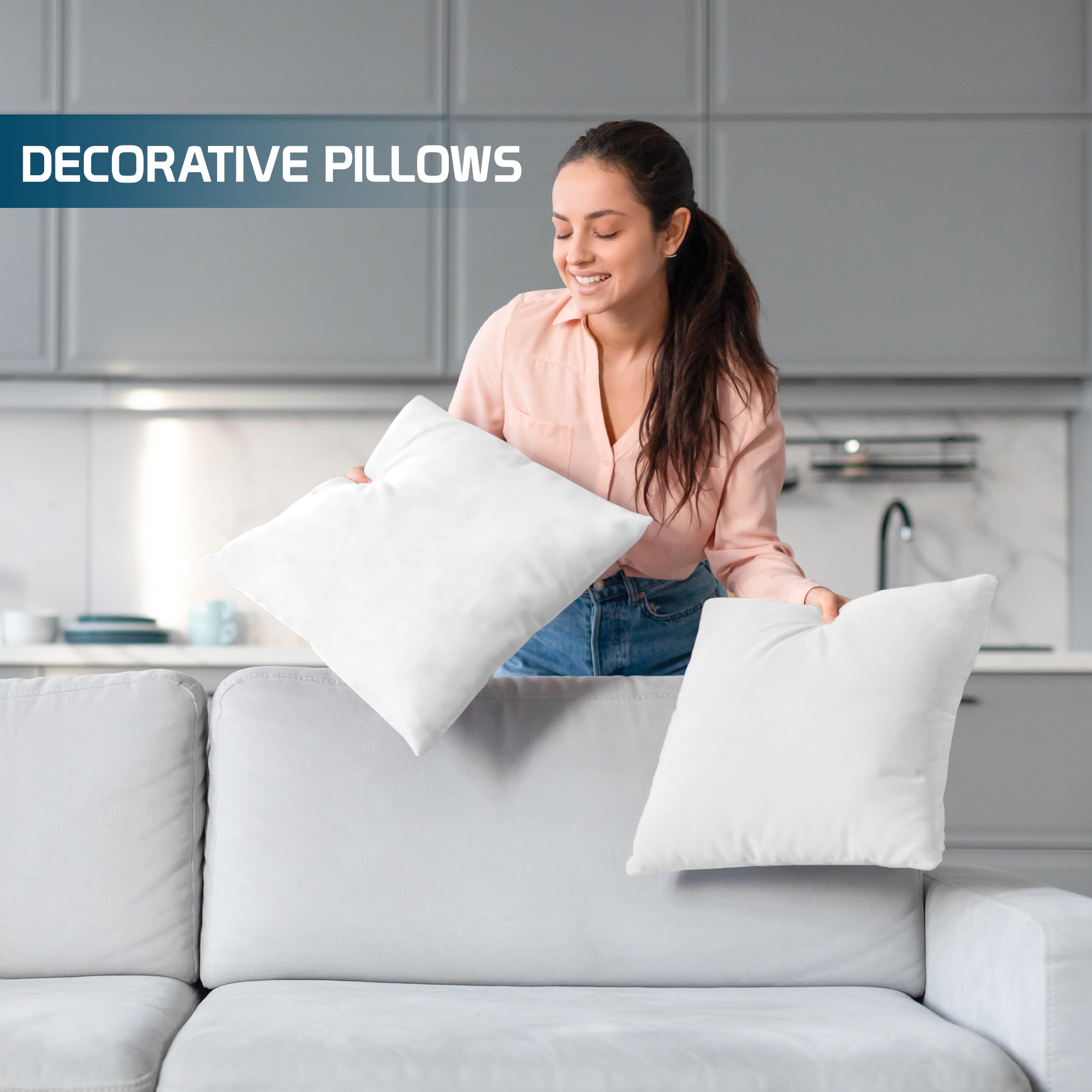 Utopia Bedding 18x18 Inch Decorative Throw Pillows (Set of 24, White) - Soft Couch Pillows for Sofa, Bed & Home Decor | Perfect for Living Room, Bedroom & Dorm Room Styling
