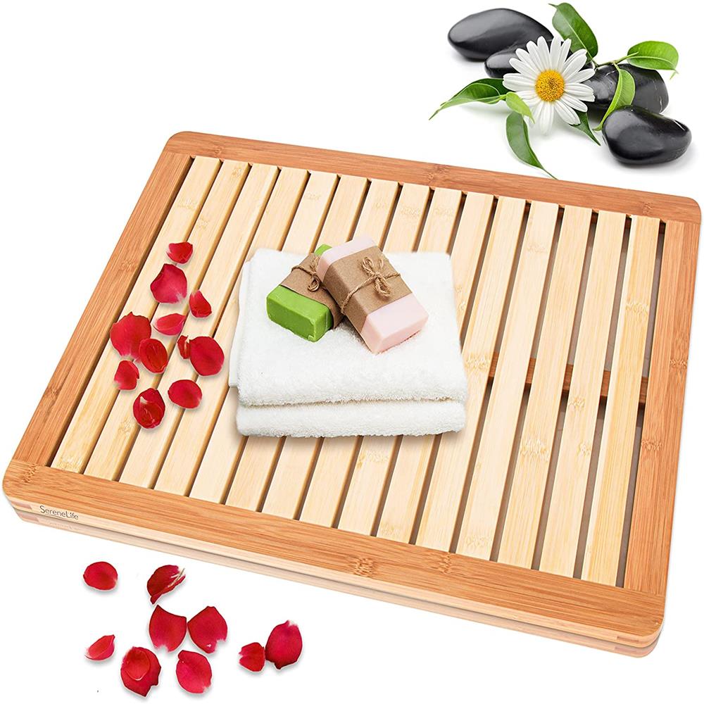 Eco-Friendly Natural Bamboo Shower Mat - Non-Slip Bath Mat for Bathroom, Soft & Absorbent - Perfect for Bath, Shower & Spa Use