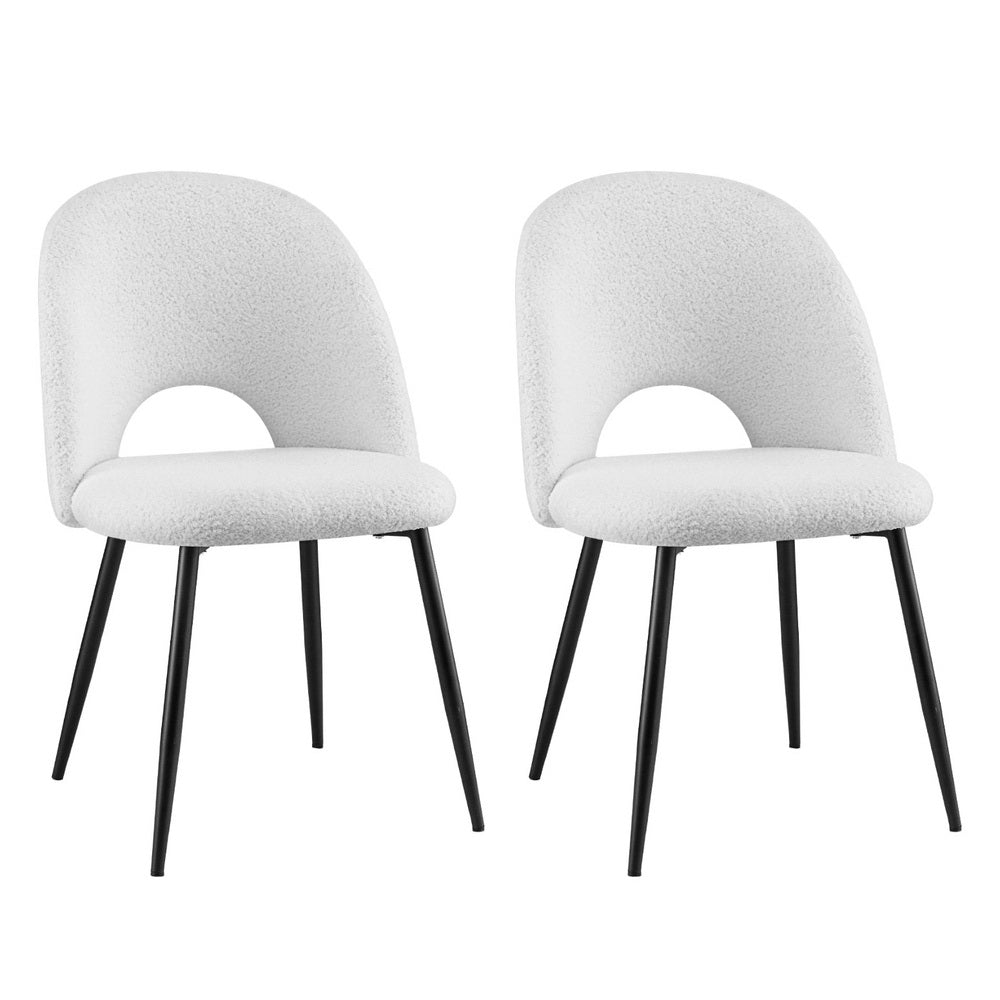 2 Pack Artiss Dining Chairs - Boucle Sherpa Upholstered Modern Accent Chairs for Kitchen, Dining Room, or Home Office (Set of 2)