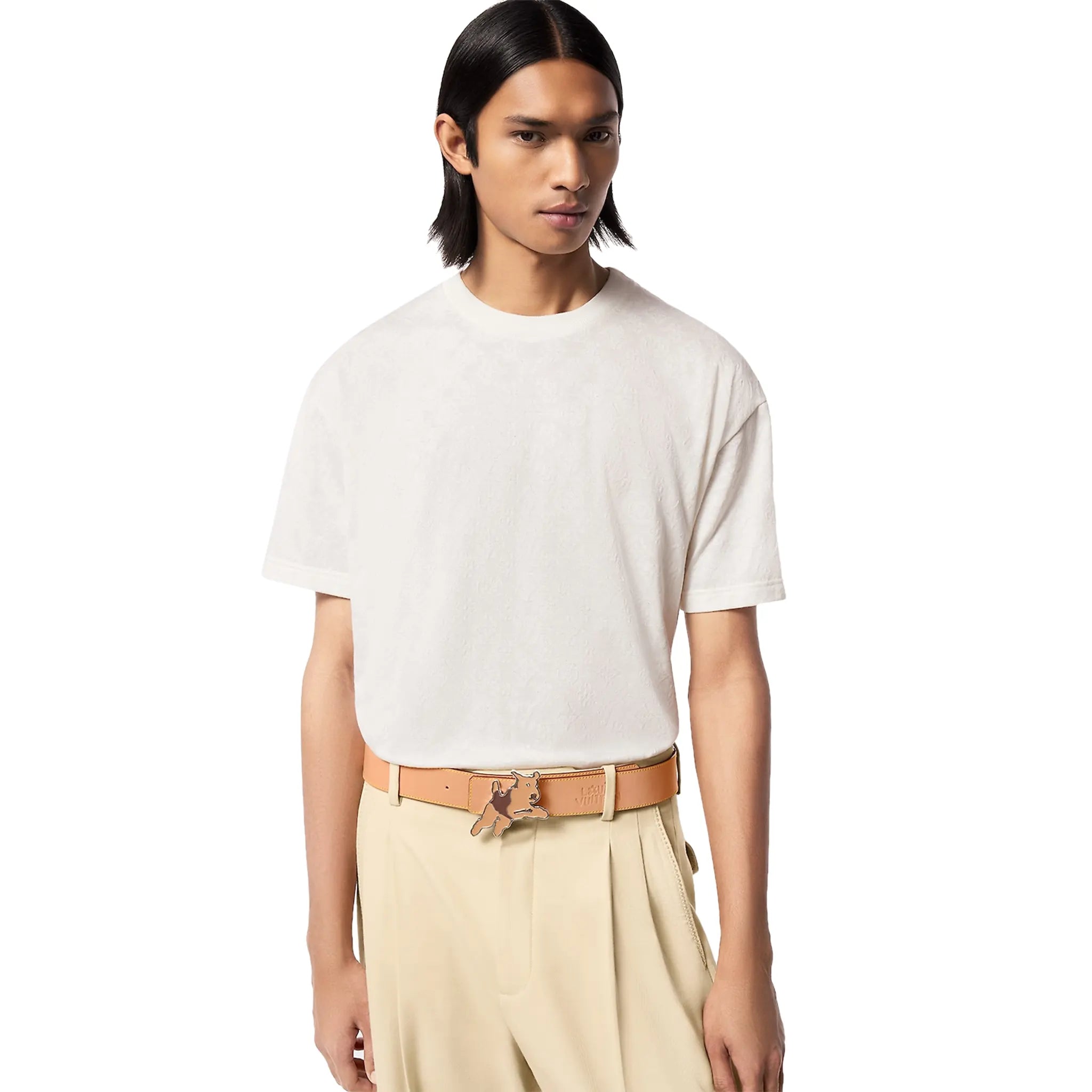 Louis Vuitton Monogram Fil Coupe Cotton White T-Shirt for Men - Luxury Casual Tee for Streetwear & Everyday Outfits