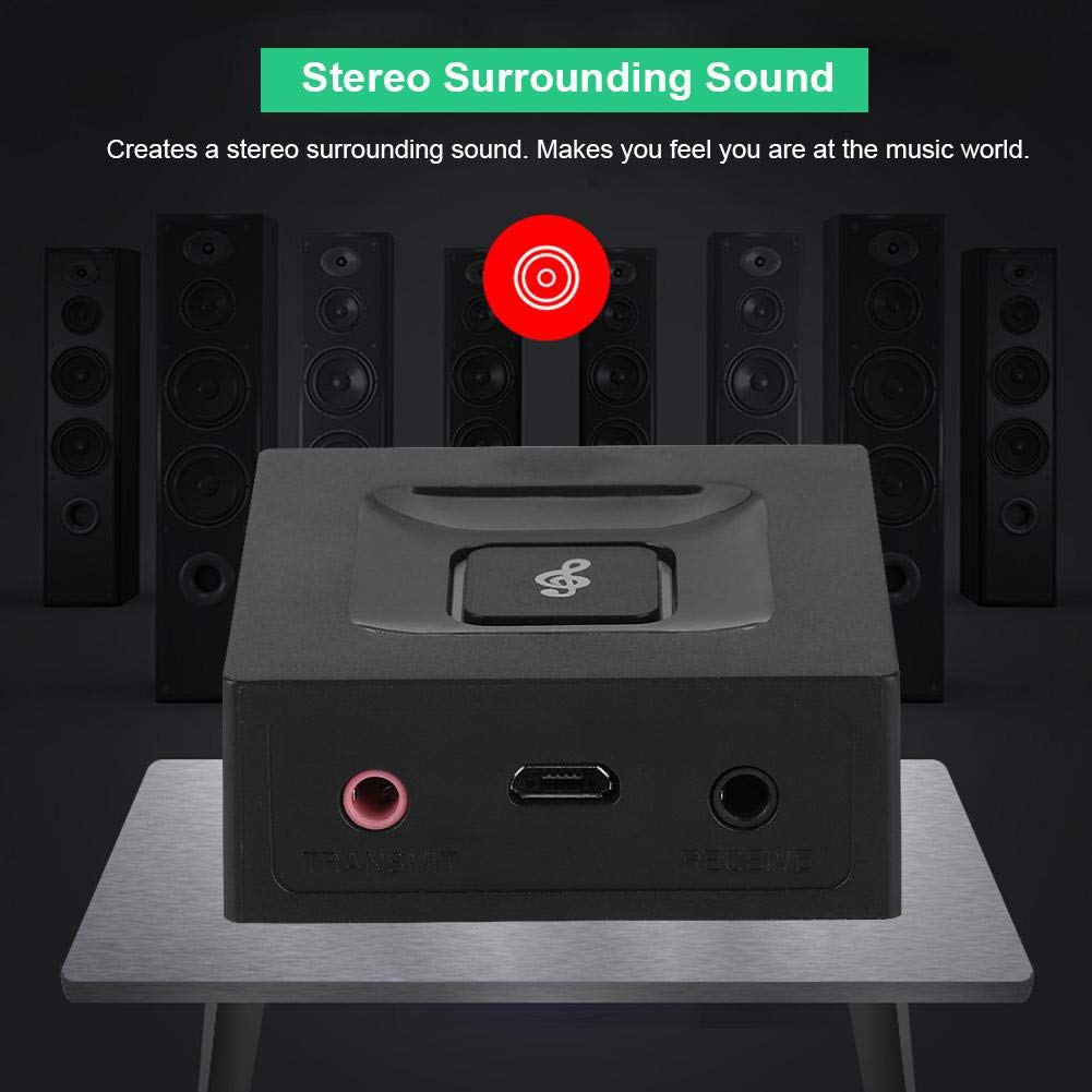 2-in-1 Bluetooth 5.0 Transmitter & Receiver - Wireless Audio Adapter with 3.5mm AUX, Noise Cancelling & Stereo Surround Sound for TV, PC, Phone, Car Speaker & Headphones - Perfect for Home Entertainment, Gaming & Hands-Free Calling
