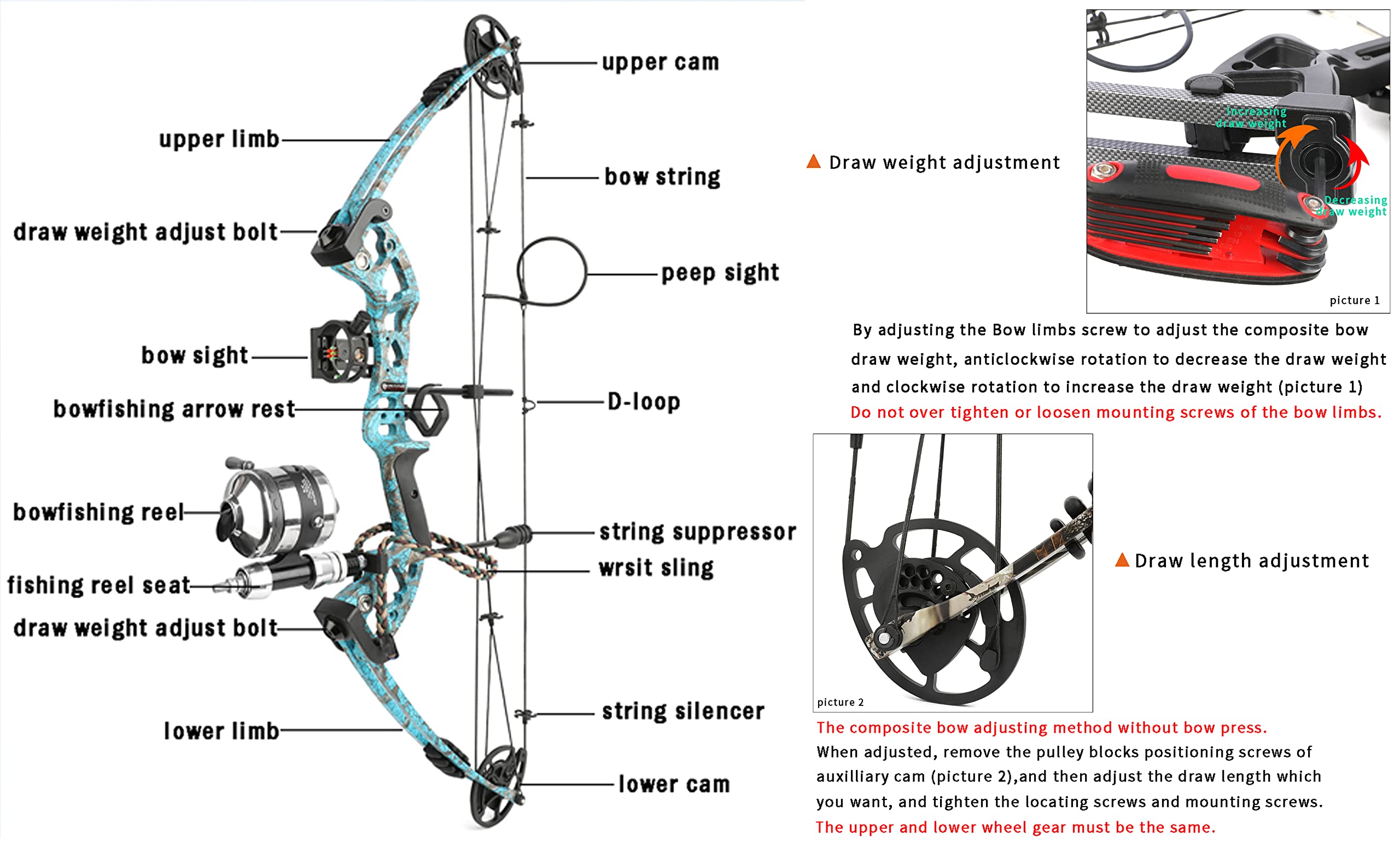 Compound Bowfishing Kit with Reel & Arrows - Right/Left Hand for Adults & Youth - Perfect for Fishing, Hunting & Target Practice
