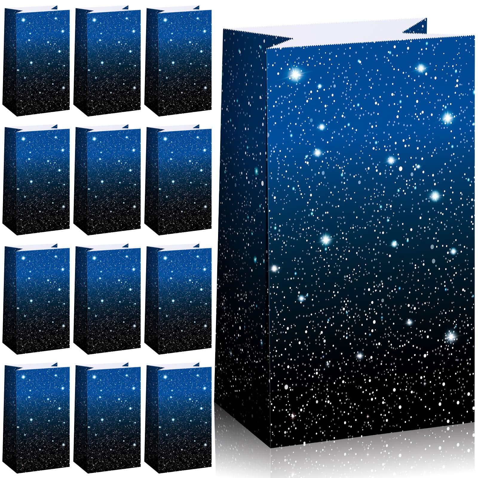 Marspark 28 Pcs Space Themed Party Favor Bags - Galaxy Starry Night Goodie Bags for Candy, Popcorn & Treats | Outer Space Birthday Decorations, Baby Shower & Cosmic Theme Party Supplies