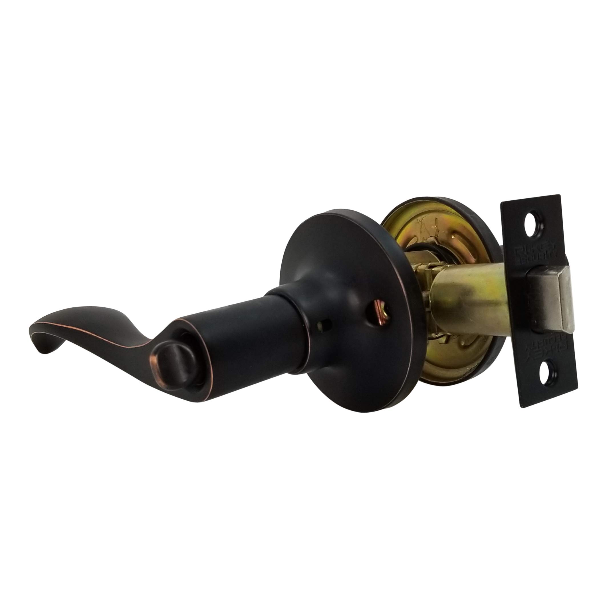 Wave Style Oil-Rubbed Bronze Privacy Bedroom & Bathroom Door Lock Lever Handle - Perfect for Home, Office, and Hotel Interior Doors