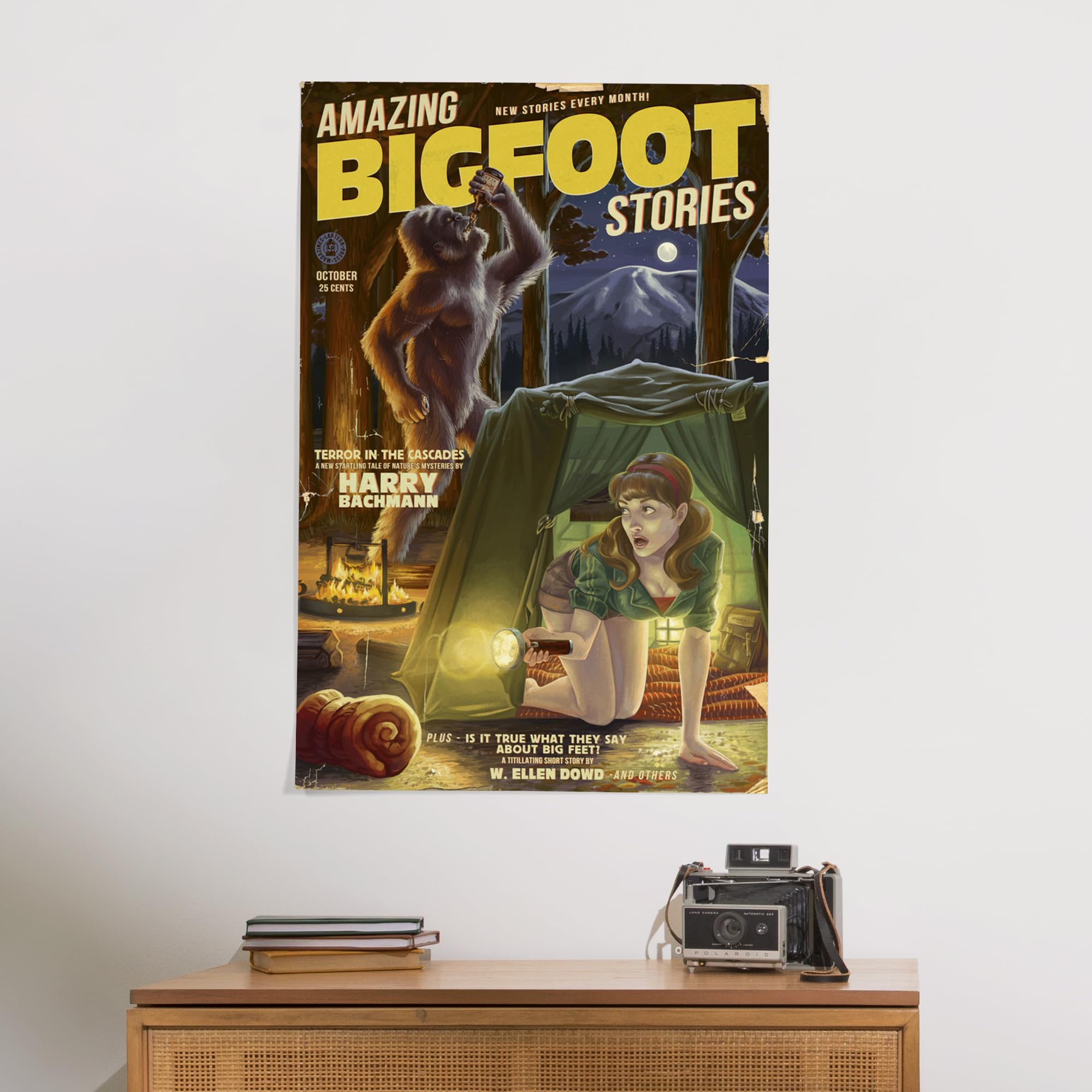 Lantern Press 24x36 Inch Giclee Art Print - Bigfoot Stories Wall Decor - Perfect for Living Room, Bedroom or Office Decoration