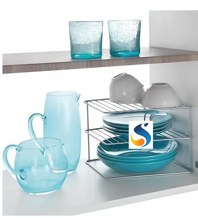 Sevenger Multipurpose Stainless Steel Kitchen Corner Shelf Organizer - Chakla Belan Plate Dish Rack Stand Holder for Utensils Storage, Cabinet & Cupboard (Set of 1) - Perfect for Small Kitchen Space Saving & Countertop Organization