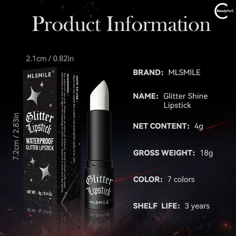 MLSMILE Glitter Shine Lipstick - Long Lasting Moisturizing Lipstick with Sparkle, Vegan & Cruelty-Free - Perfect for Parties, Date Nights & Special Occasions