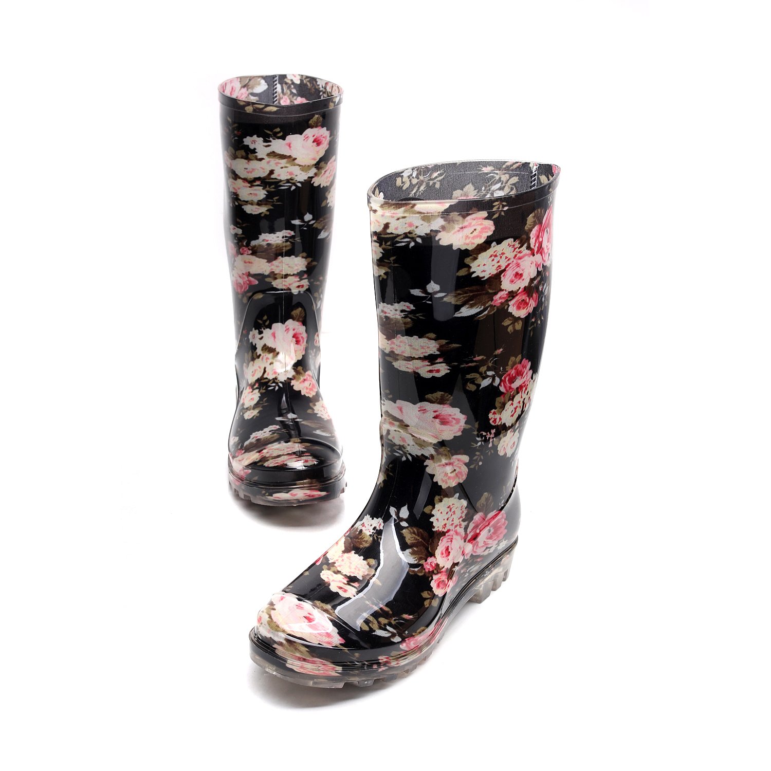 Women's Floral Printed Rubber Rain Boots - Waterproof Half Calf Garden Wellies for Women | Perfect for Gardening, Hiking & Outdoor Activities in Wet Weather