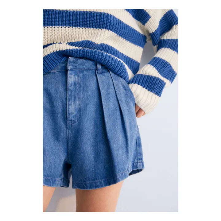 The New Society Micenas Denim Shorts - Women's High Waisted Distressed Denim Shorts for Summer | Perfect for Casual Outfits, Beach Vacations & Music Festivals