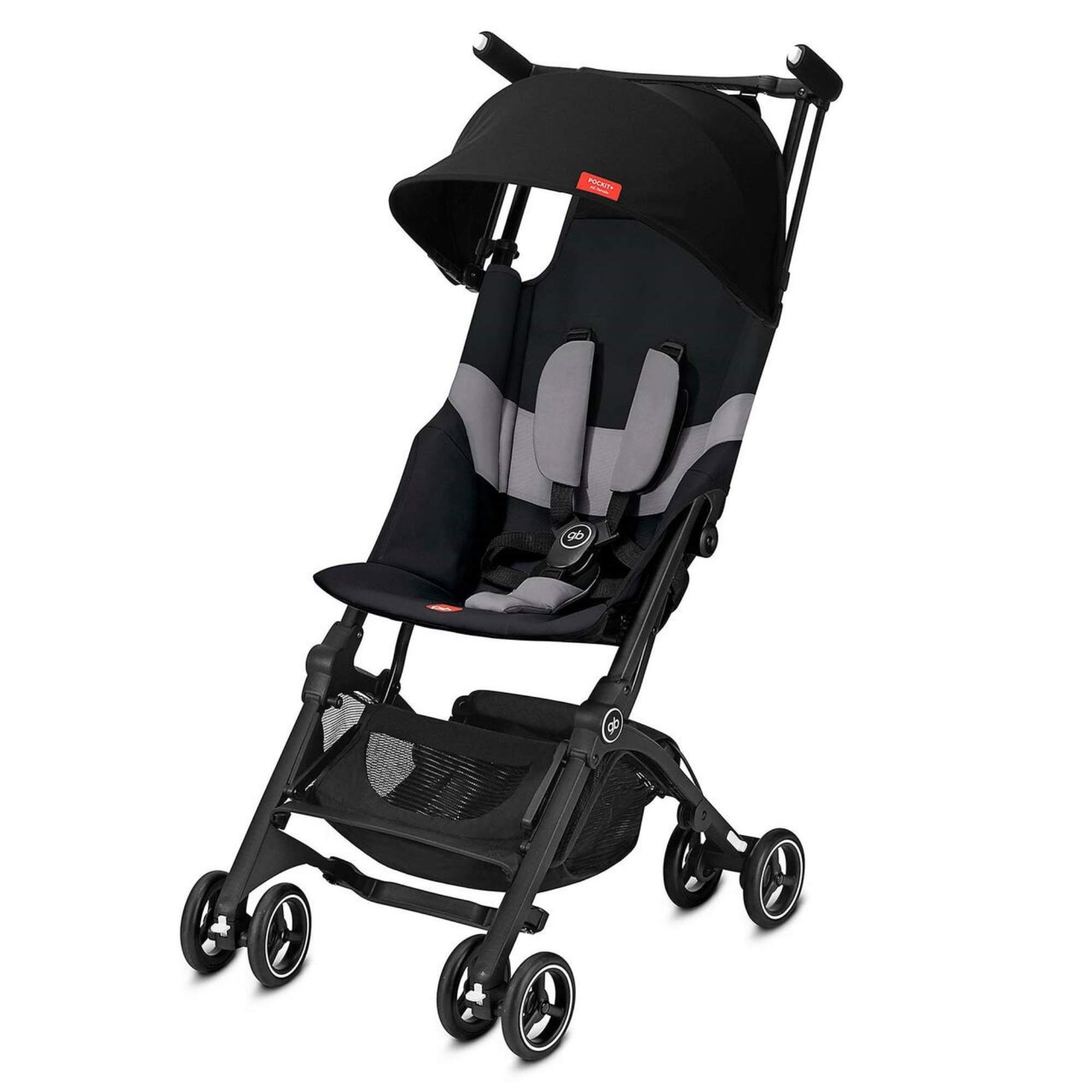 gb Pockit+ All-Terrain Ultra Compact Lightweight Travel Stroller - Foldable Baby Stroller with Canopy & Reclining Seat in Velvet Black | Perfect for Air Travel, City Walks & Outdoor Adventures